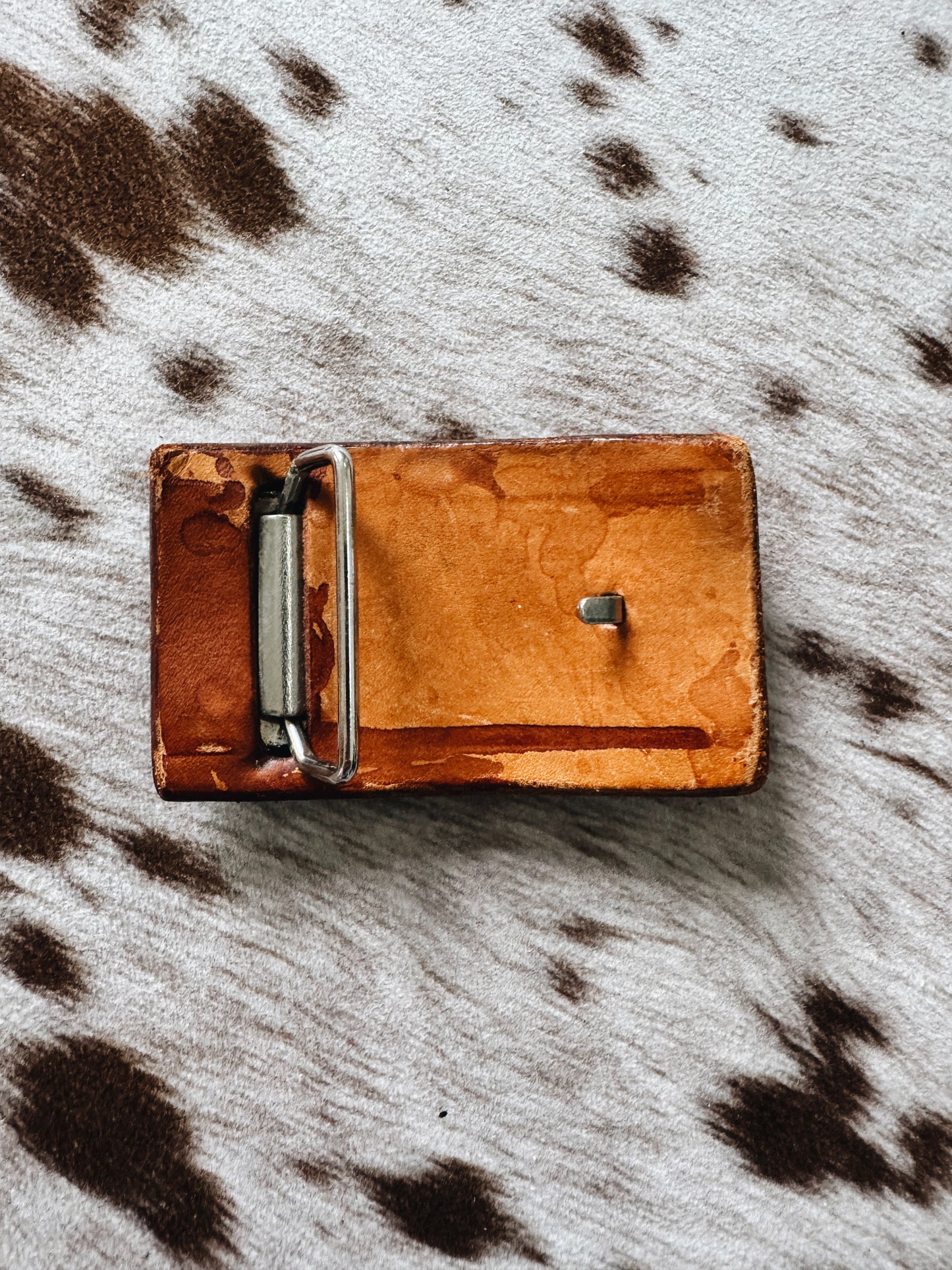 Vintage Longhorn Leather Belt Buckle