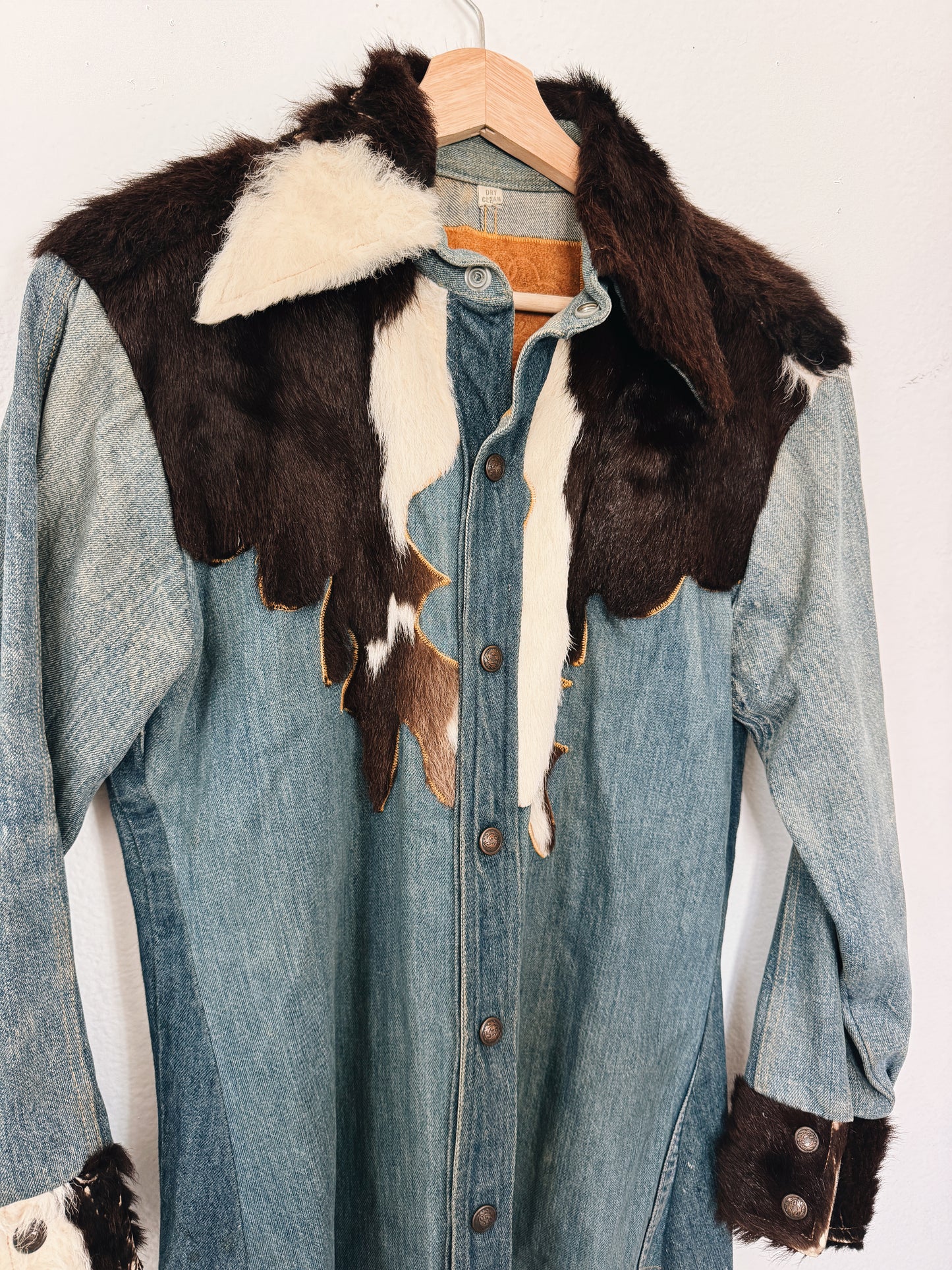 Vintage 1970s Antonio Giuseppe Cowhide Denim Jacket