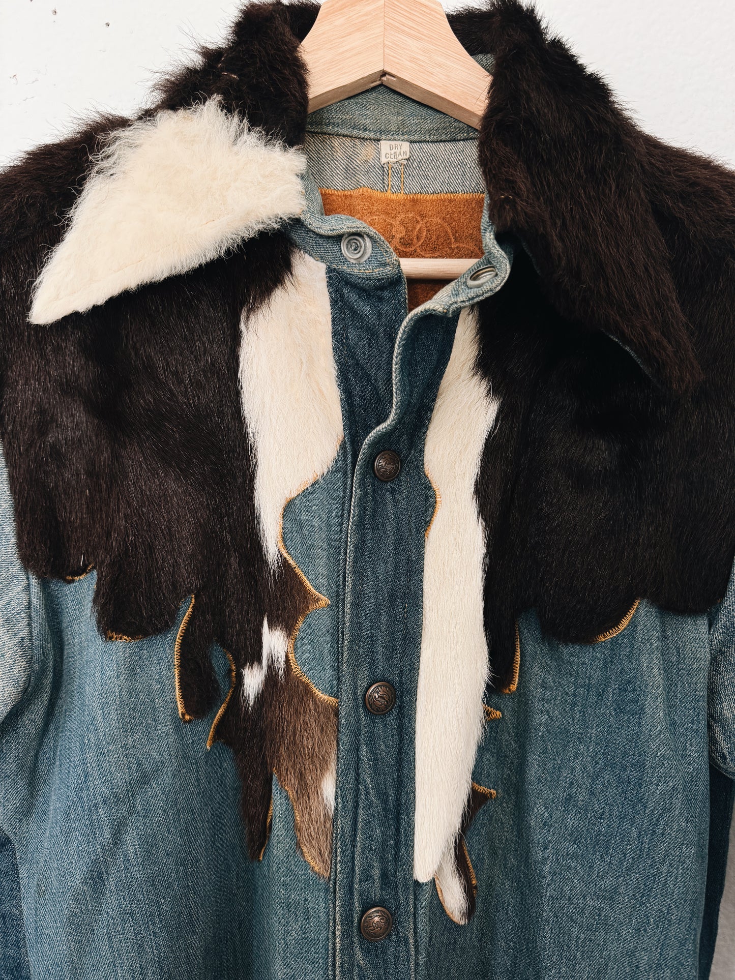 Vintage 1970s Antonio Giuseppe Cowhide Denim Jacket