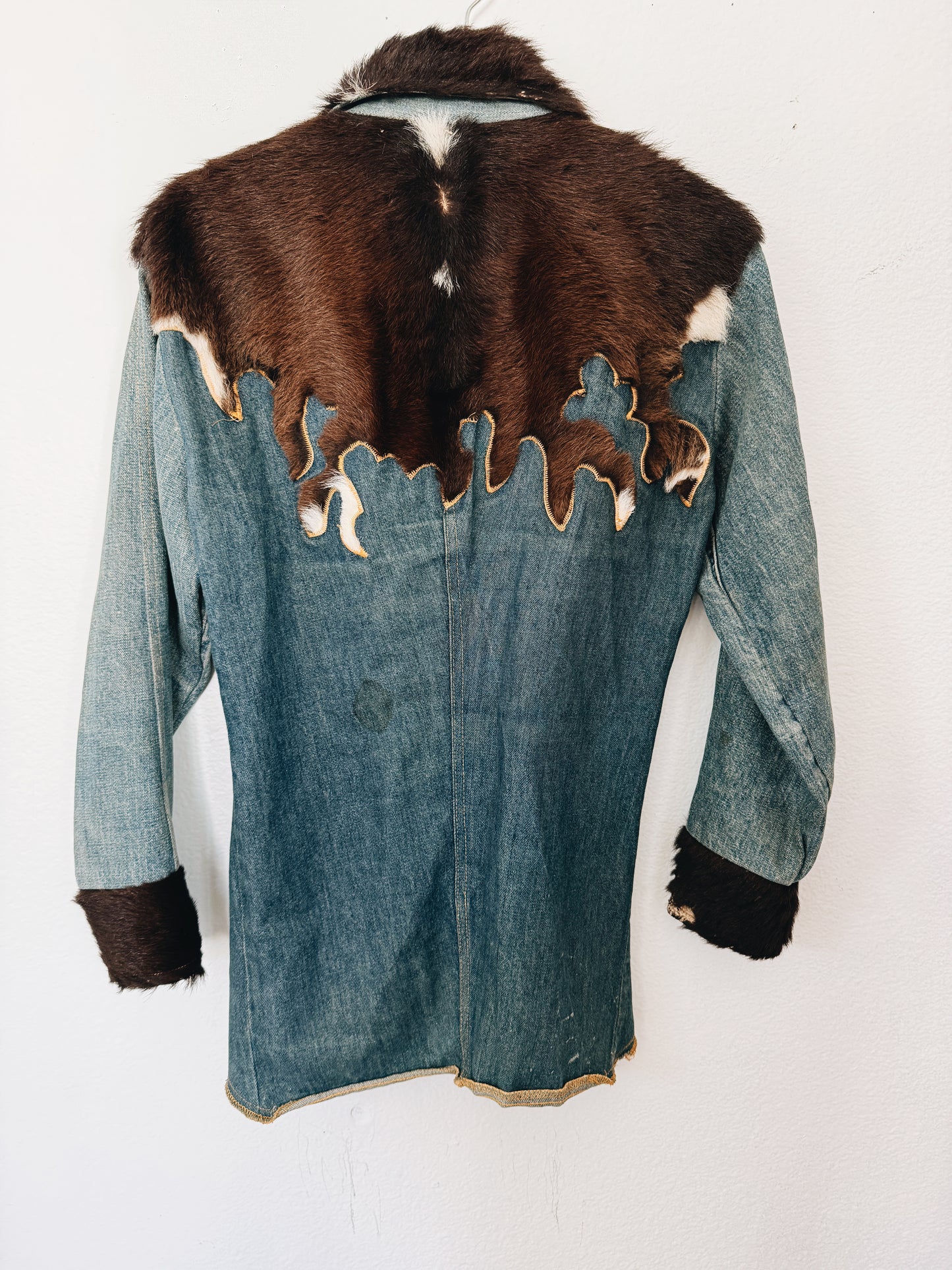 Vintage 1970s Antonio Giuseppe Cowhide Denim Jacket