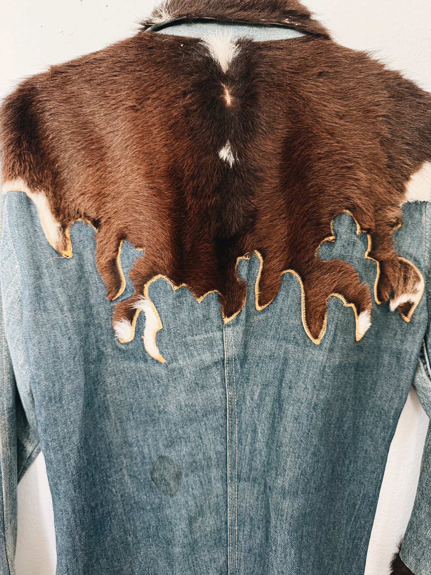 Vintage 1970s Antonio Giuseppe Cowhide Denim Jacket