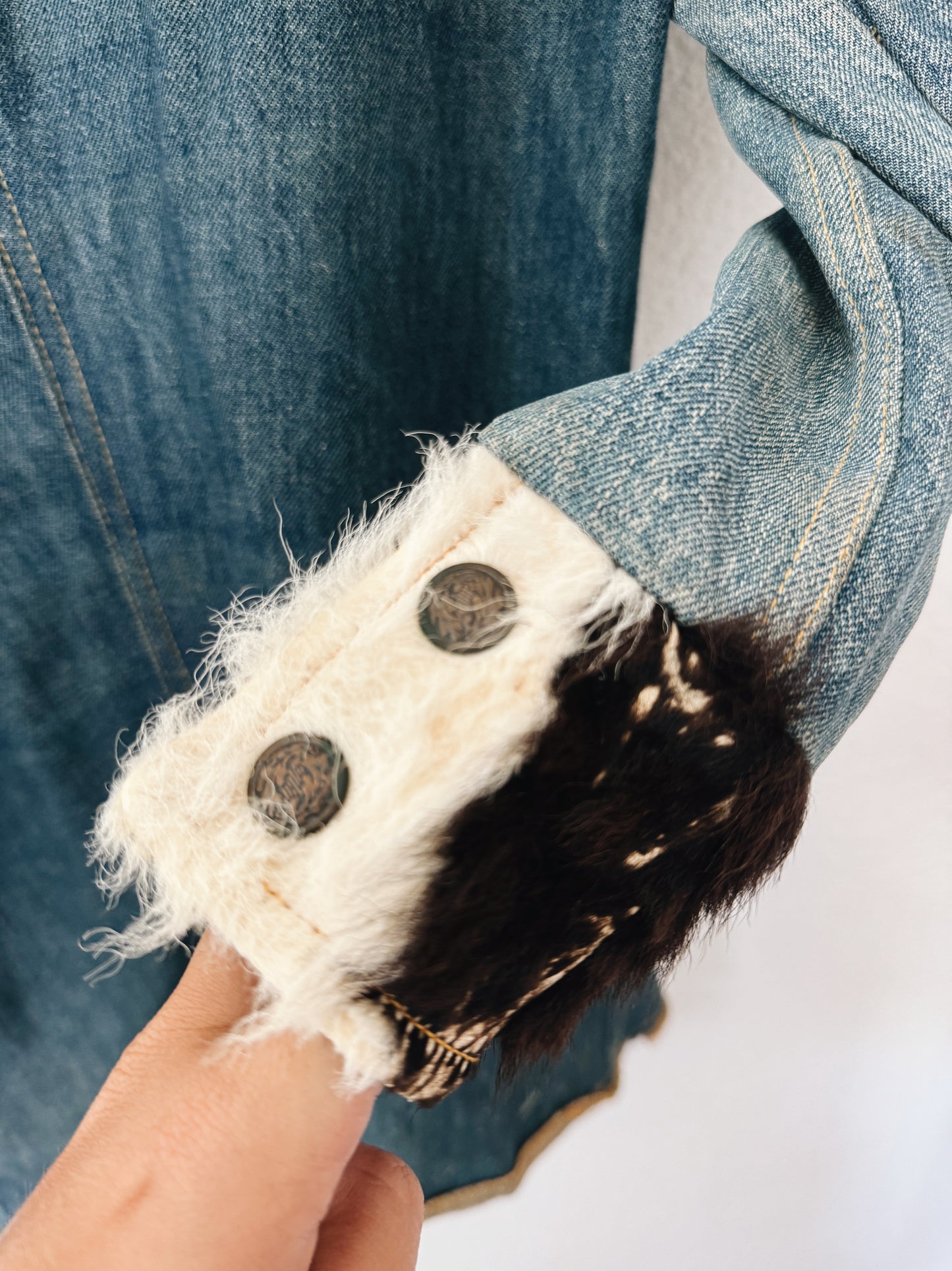 Vintage 1970s Antonio Giuseppe Cowhide Denim Jacket