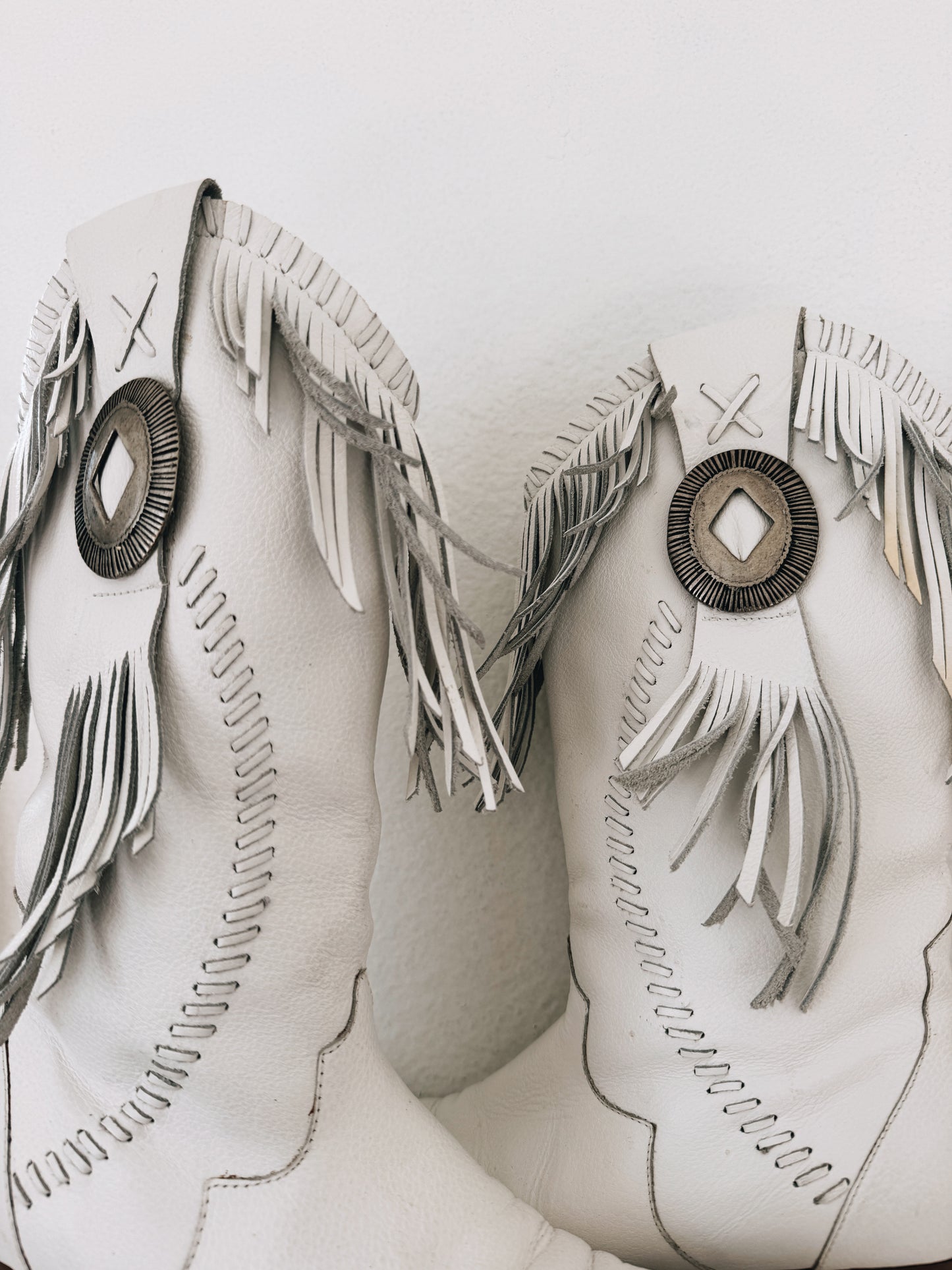 Vintage White Fringe Cowboy Boots