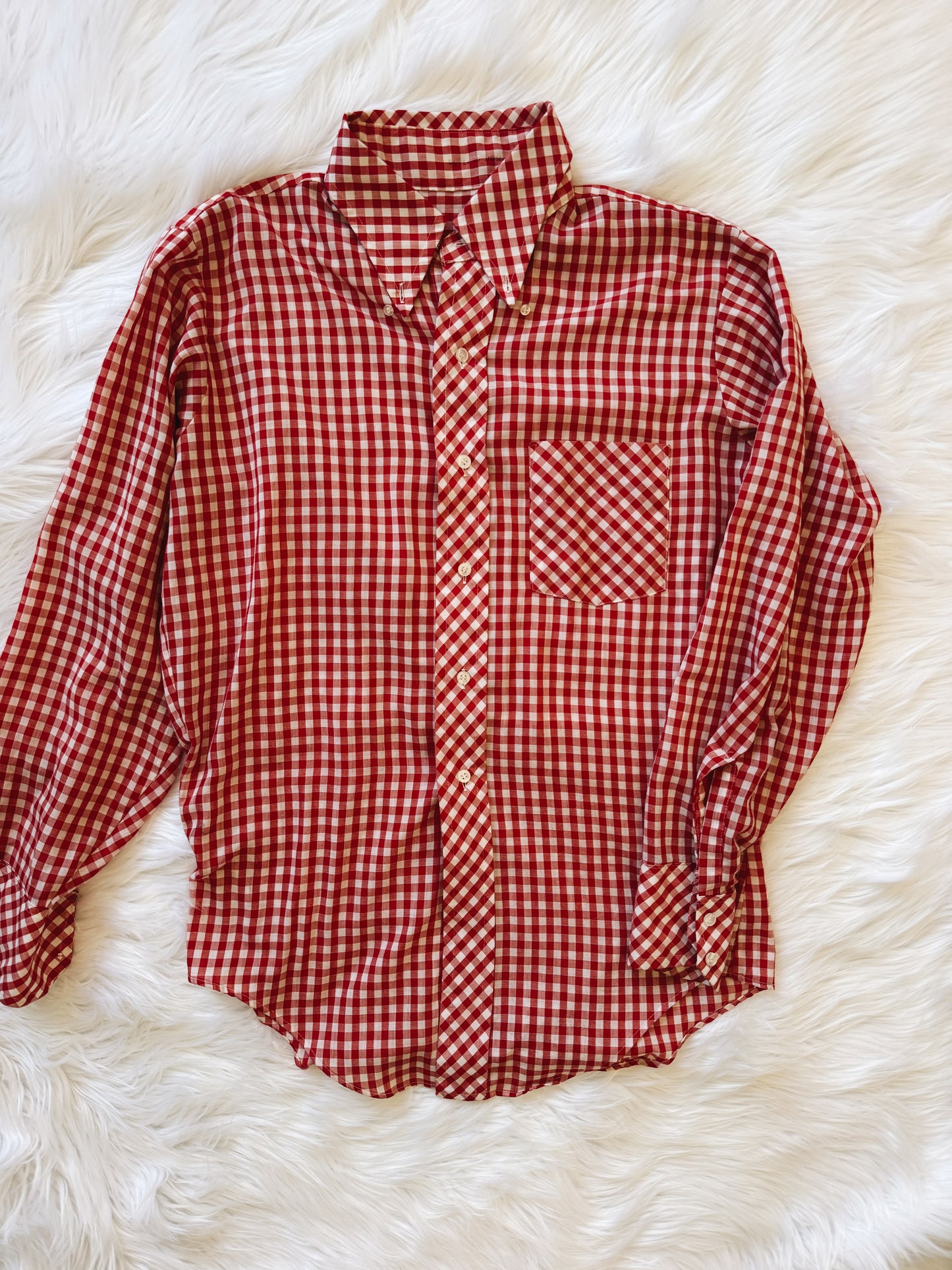 Vintage Red & White Gingham Button Up