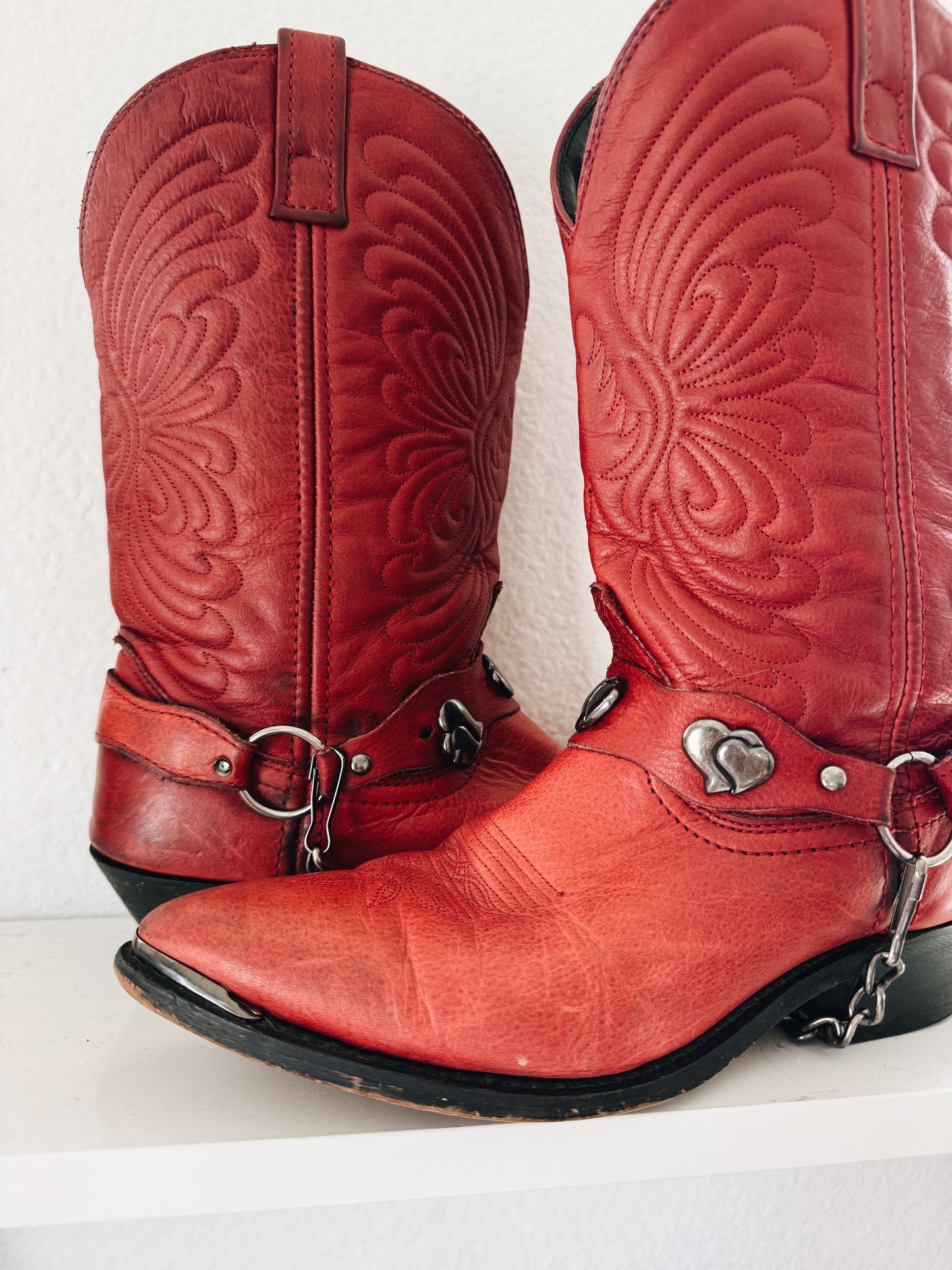 Vintage Red Heart Cowboy Boots