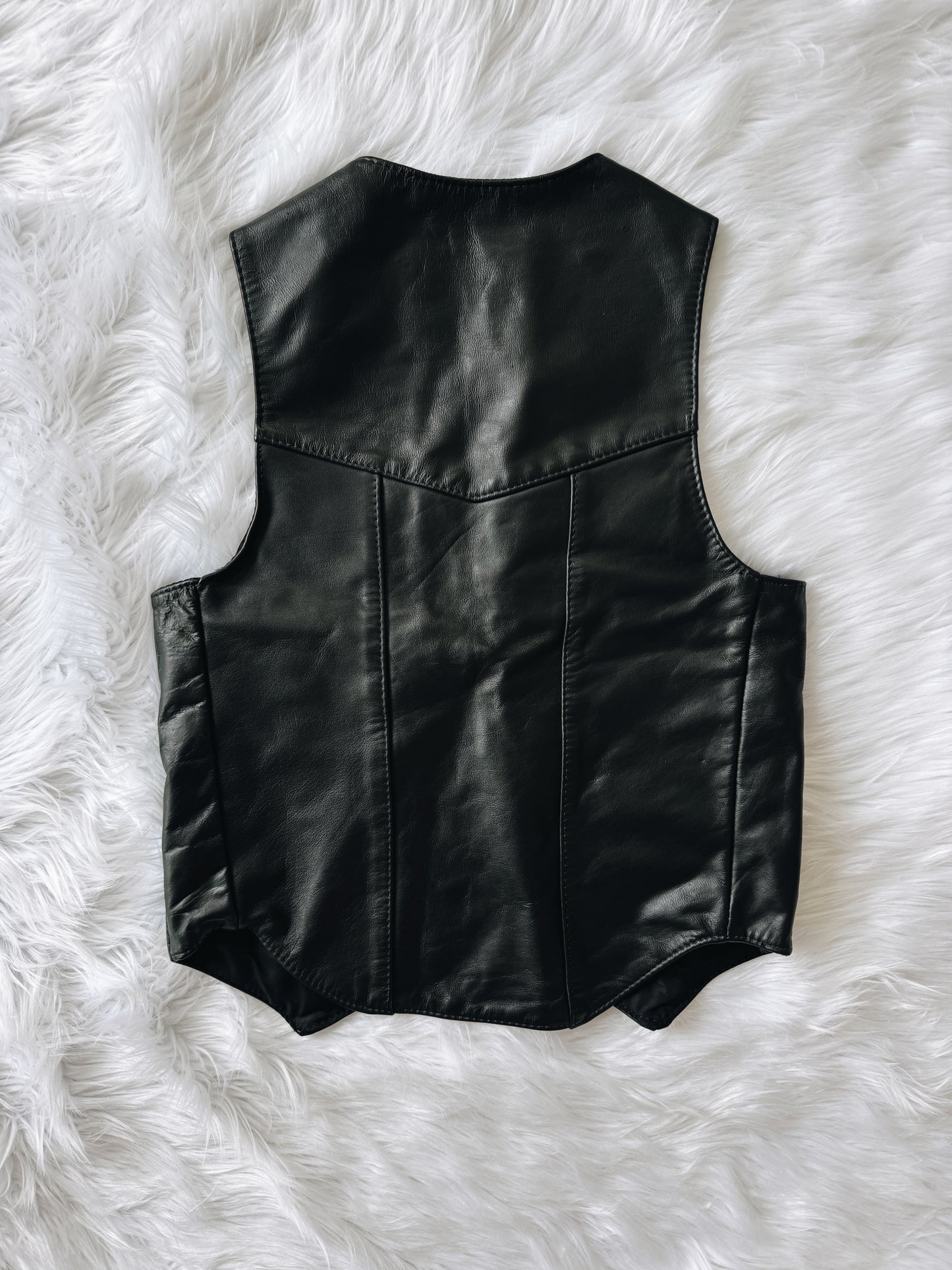 Vintage Black Leather Concho Vest