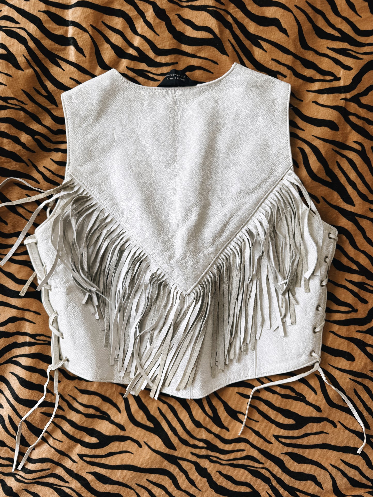Vintage White Fringe Vest