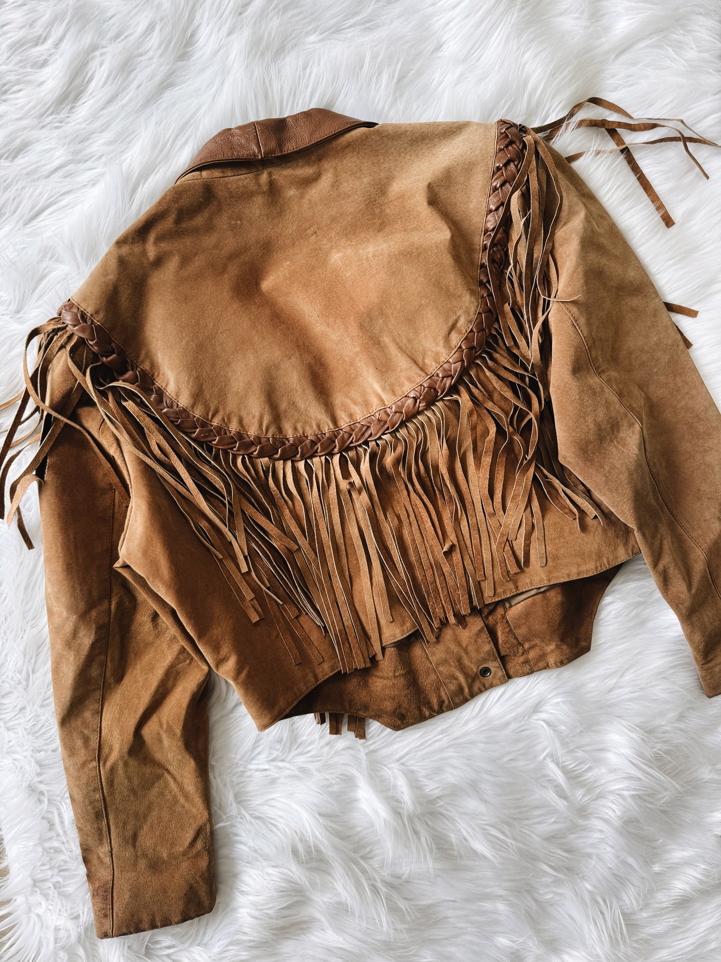 Vintage Brown Leather Fringe Jacket
