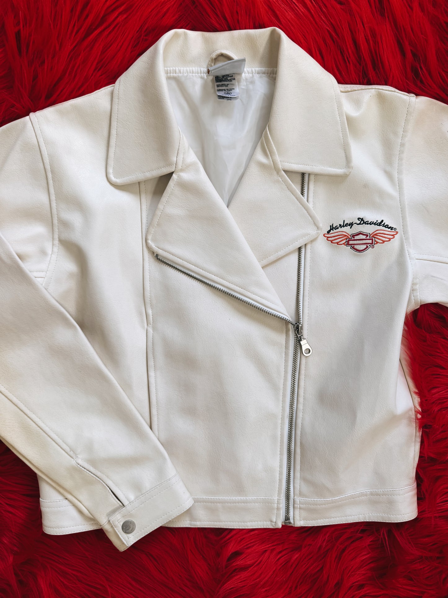 Vintage Harley Davidson Embroidered Moto Leather Jacket