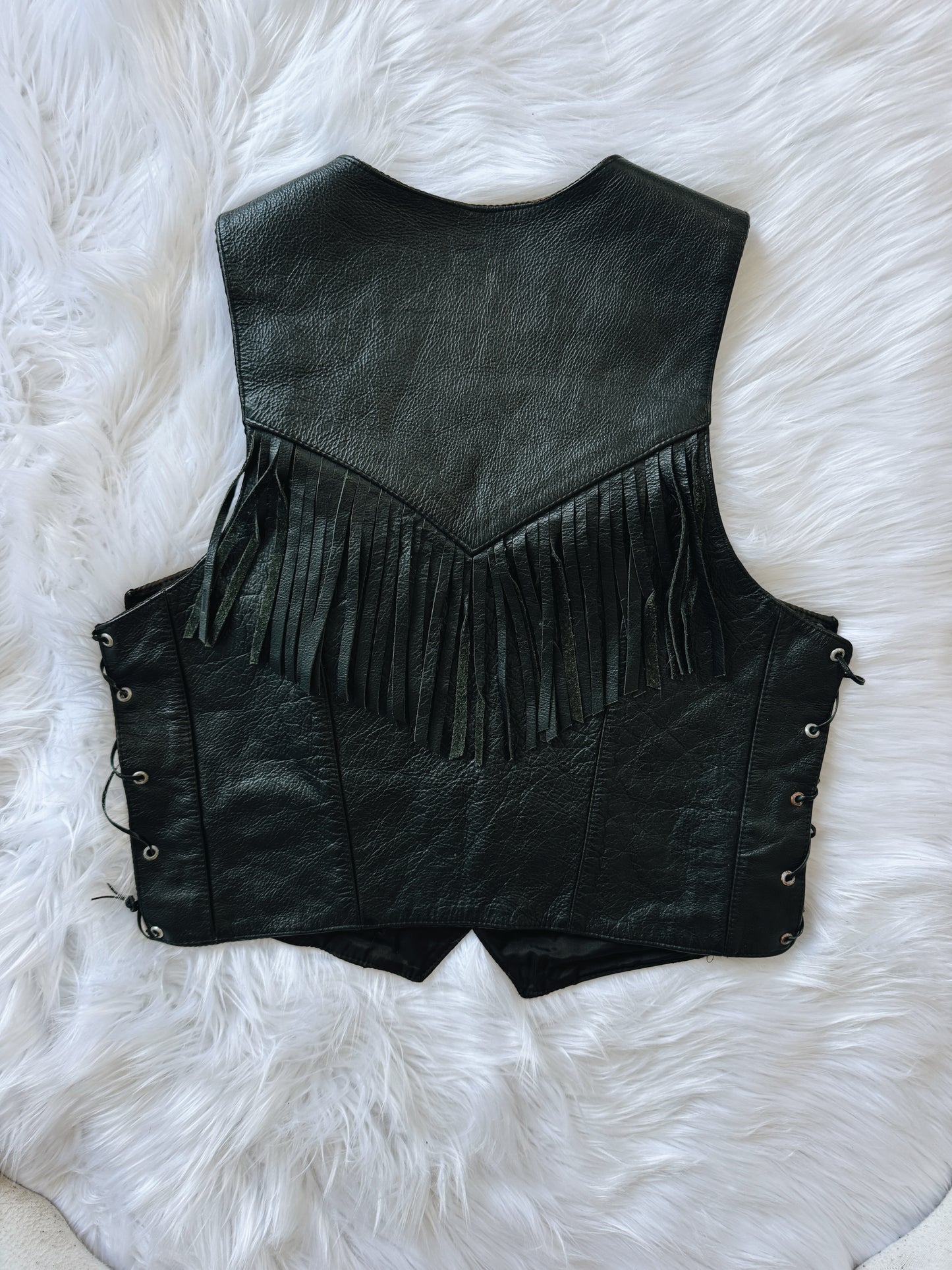 Vintage Snakeskin Leather Fringe Vest