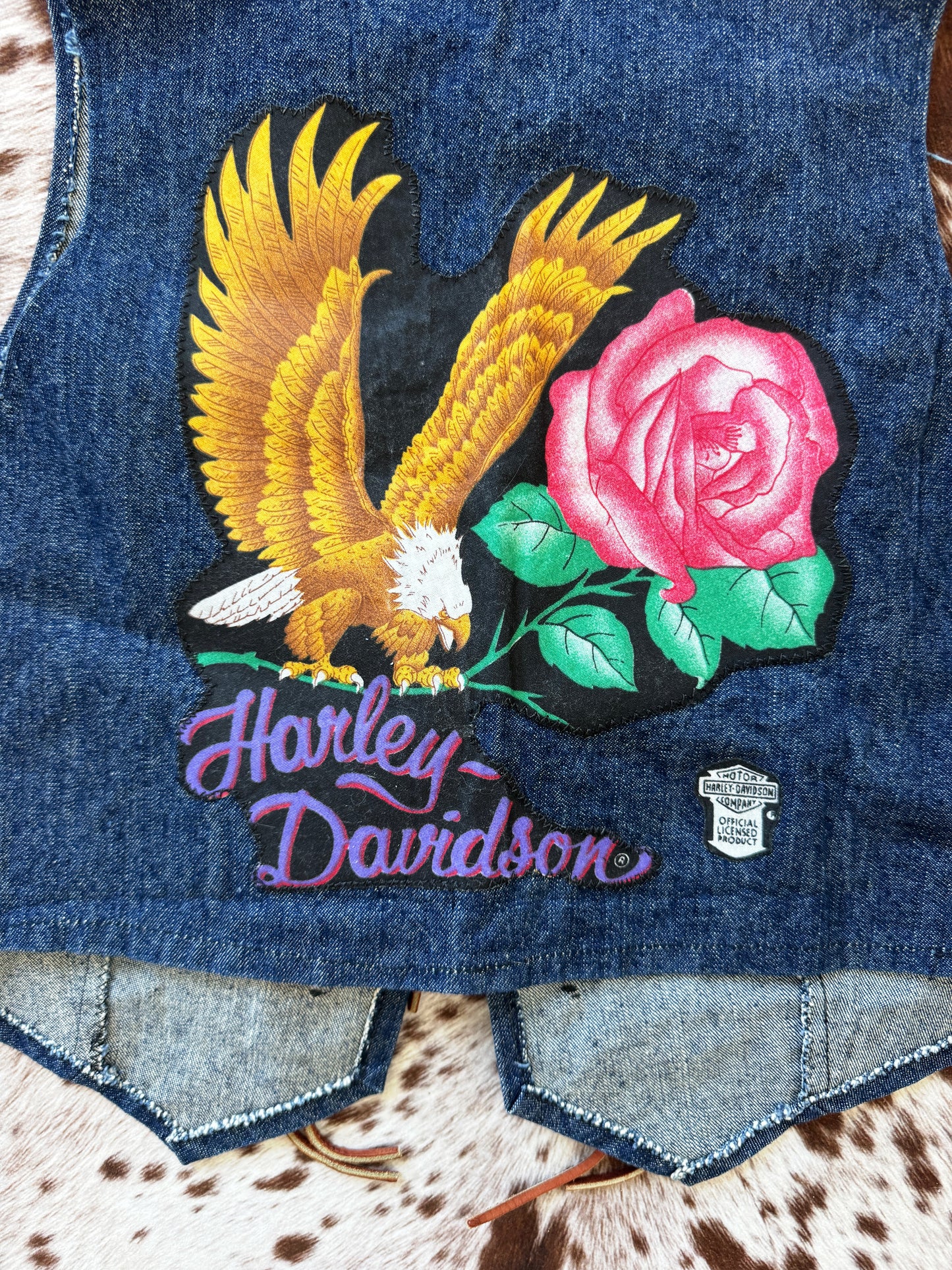 Vintage Harley Patch Denim Concho Vest
