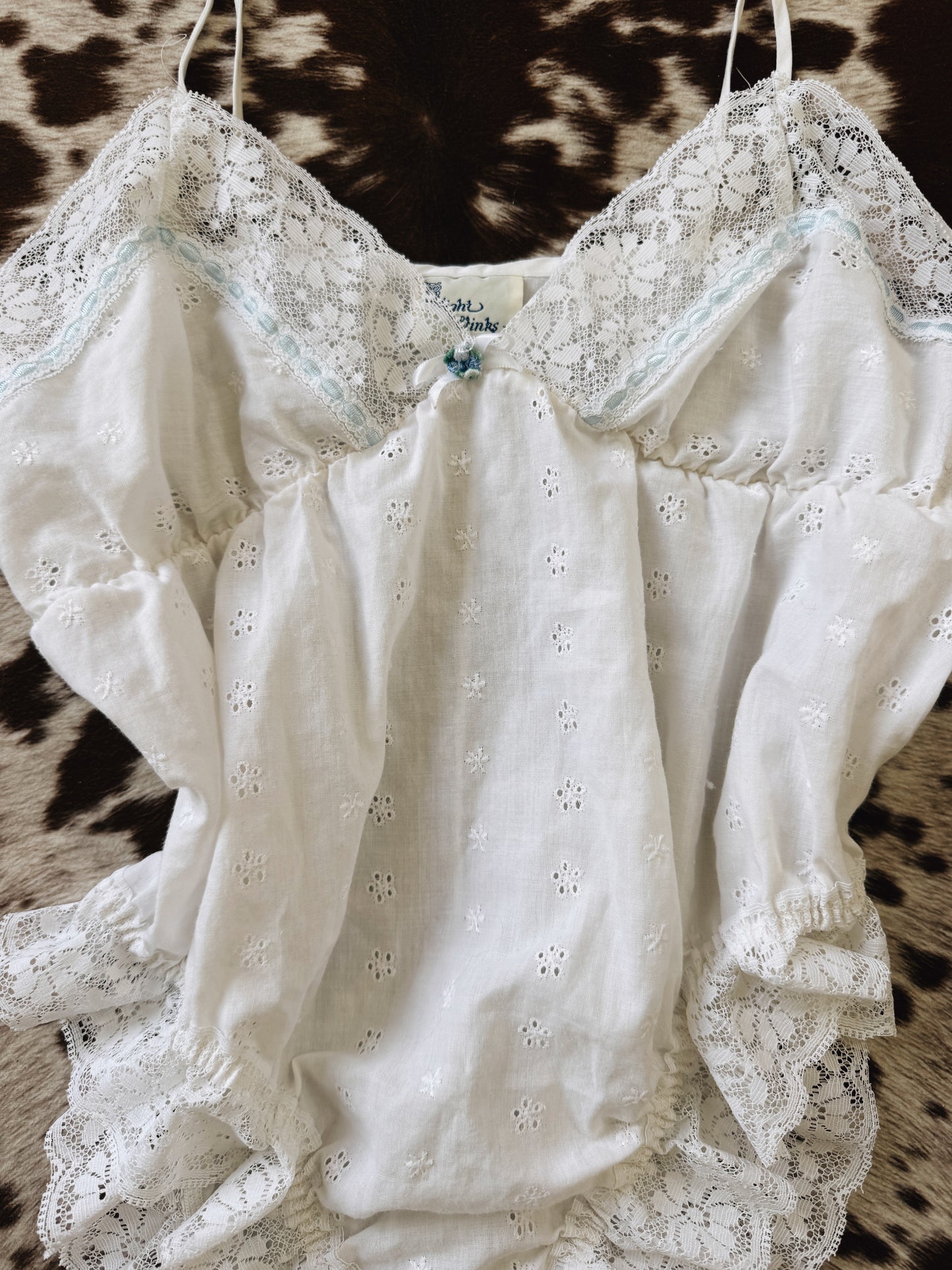 Vintage 70s Eyelet Bodysuit Romper