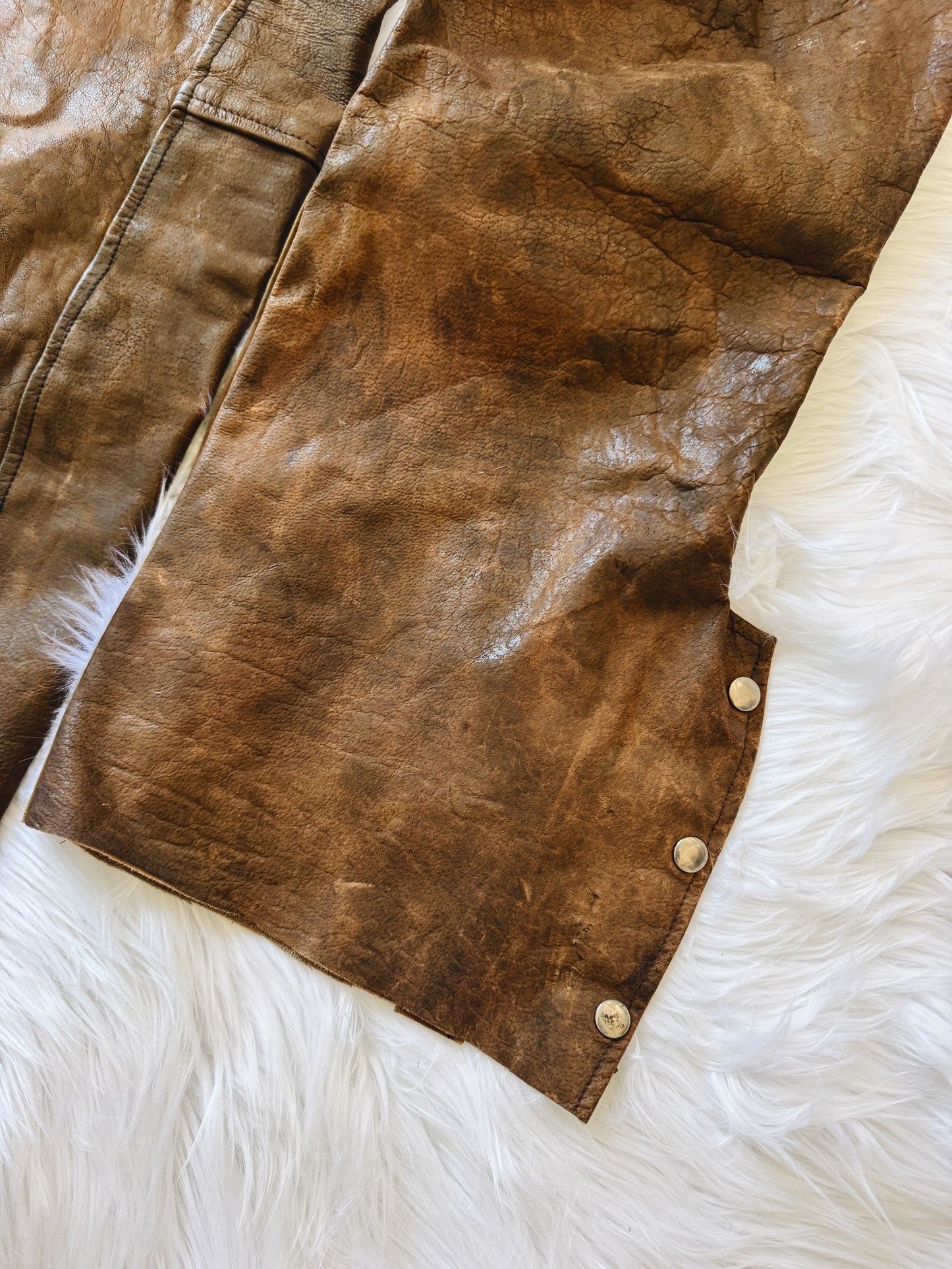 Vintage Route 66 Brown Leather Chaps