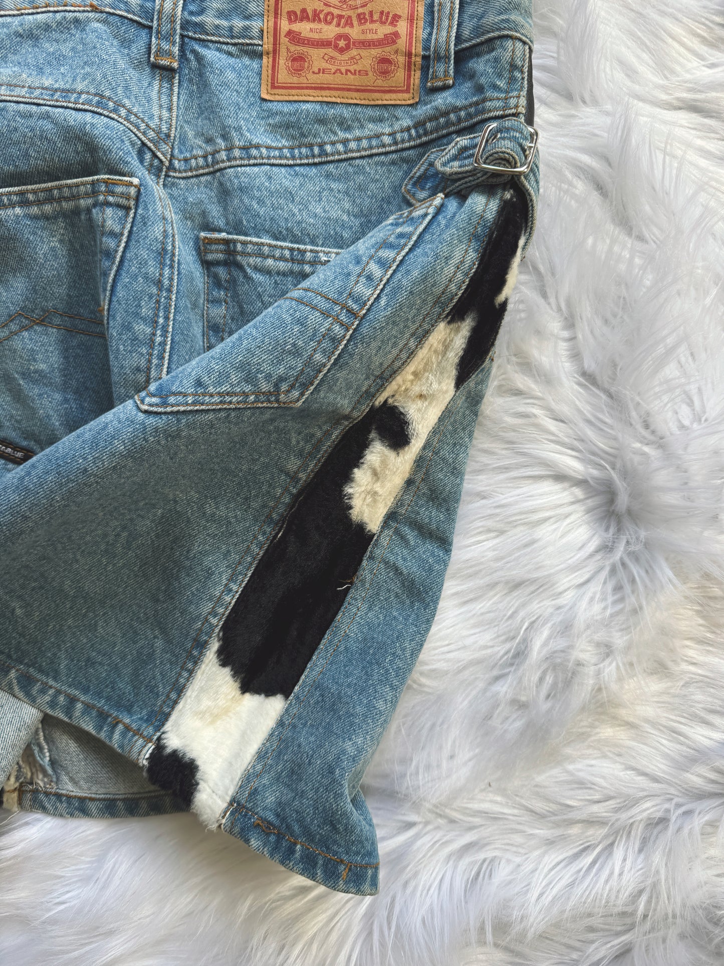 Vintage Denim Cow Print Skirt