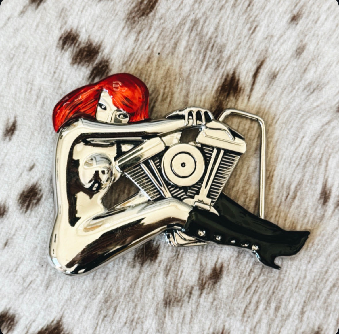 Vintage Pin Up V-Twin Belt Buckle