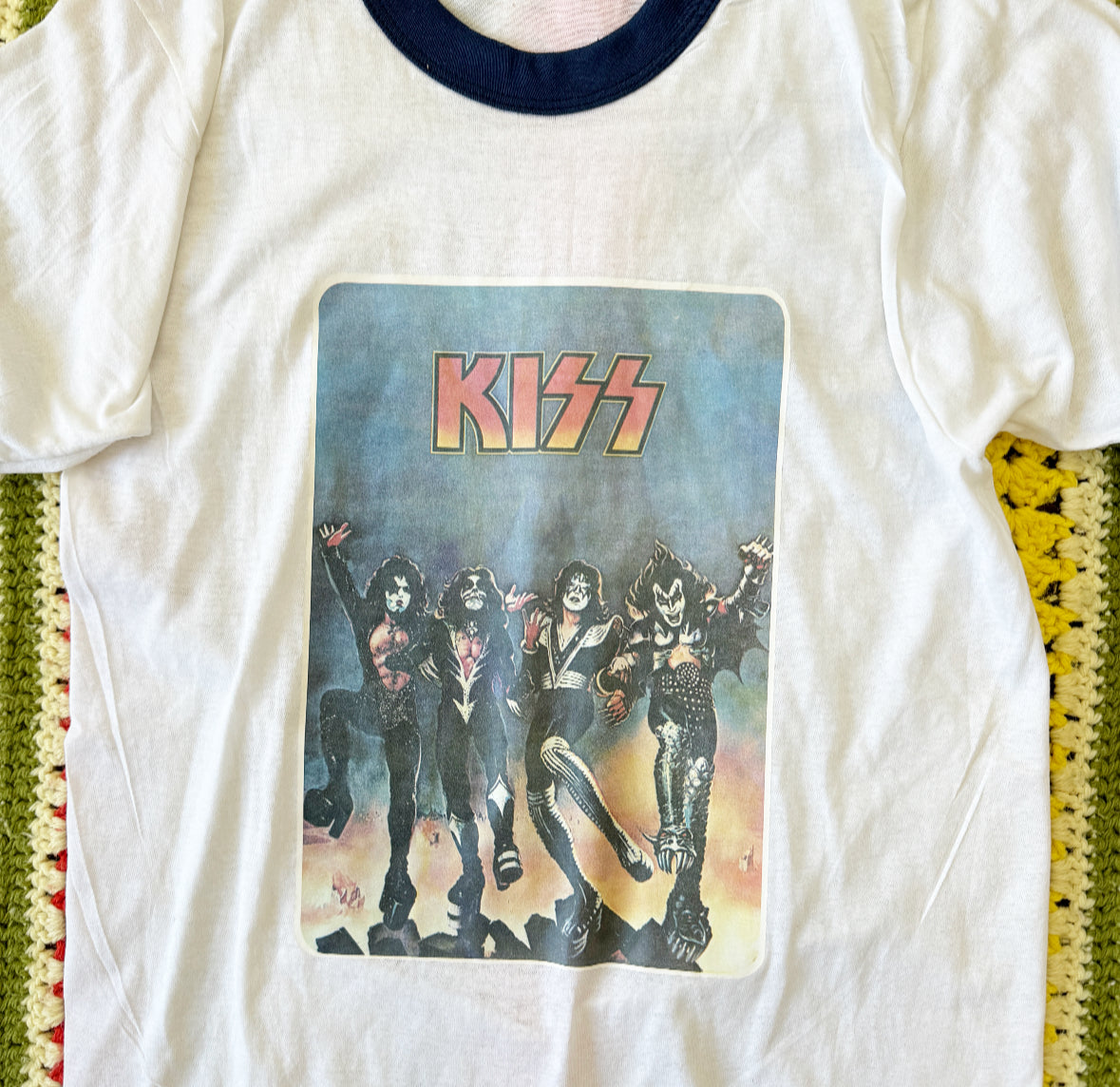 Vintage KISS Iron On Ringer Tee
