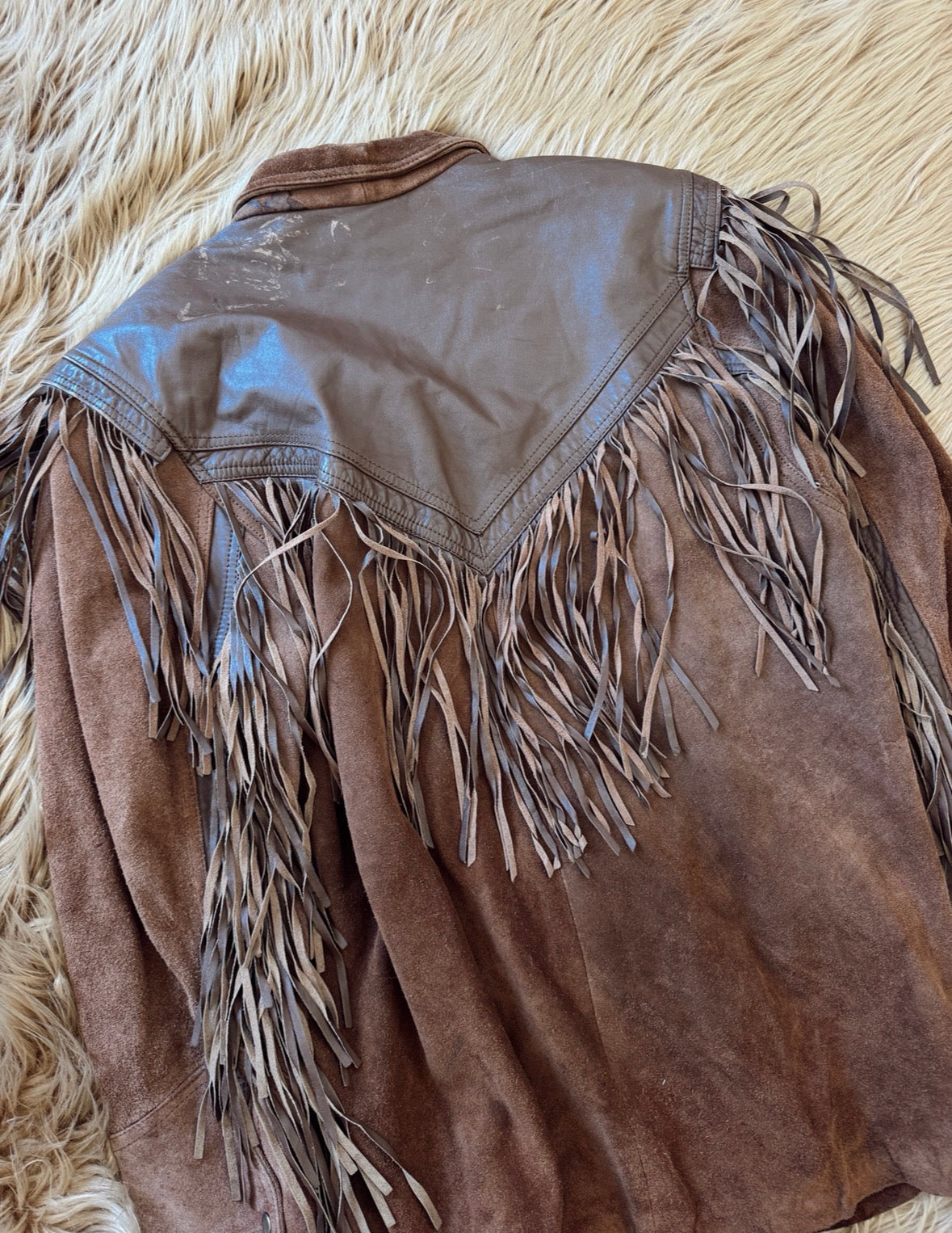 Vintage Brown Fringe Leather Jacket