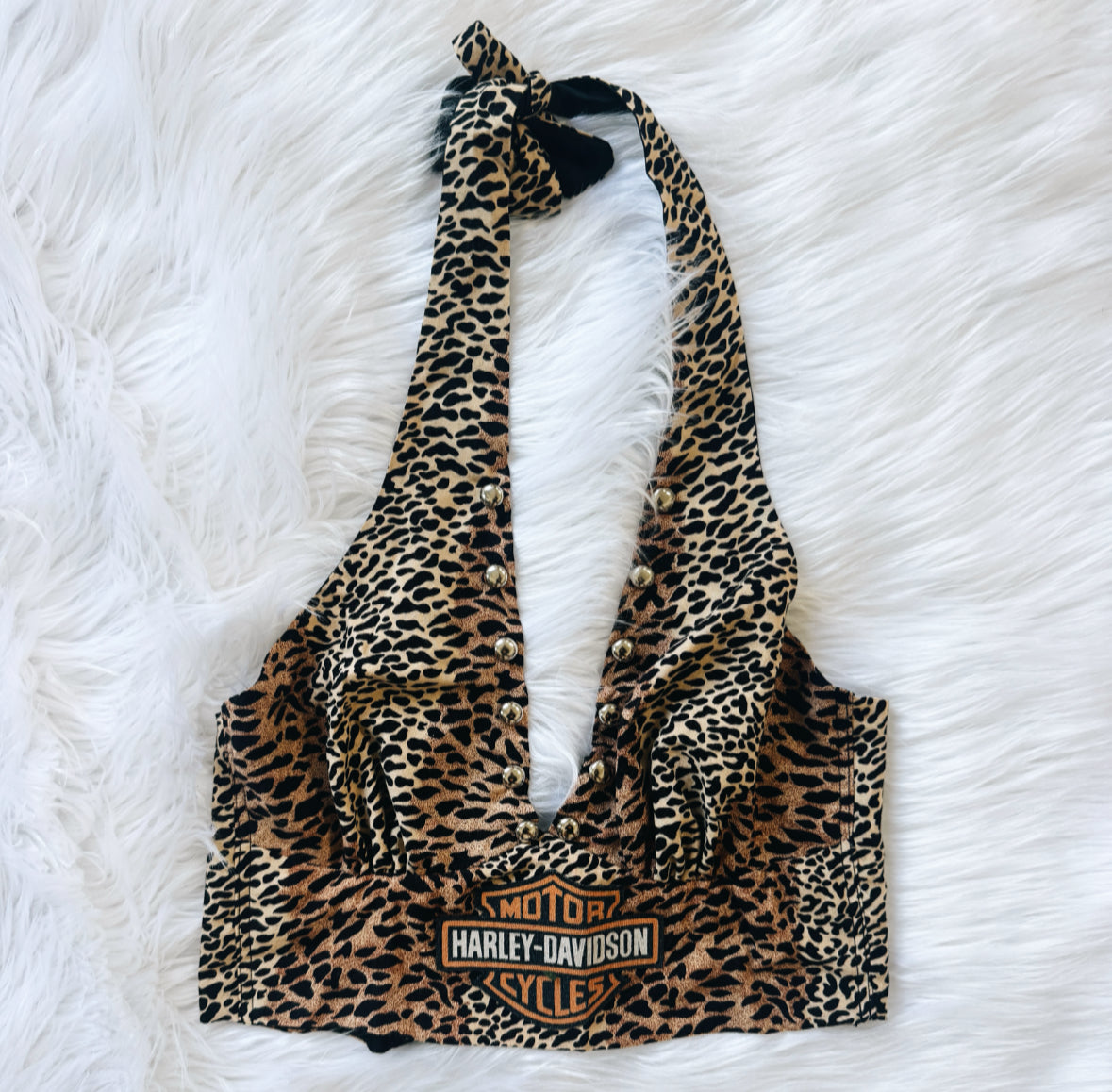 Leopard Studded Harley Halter