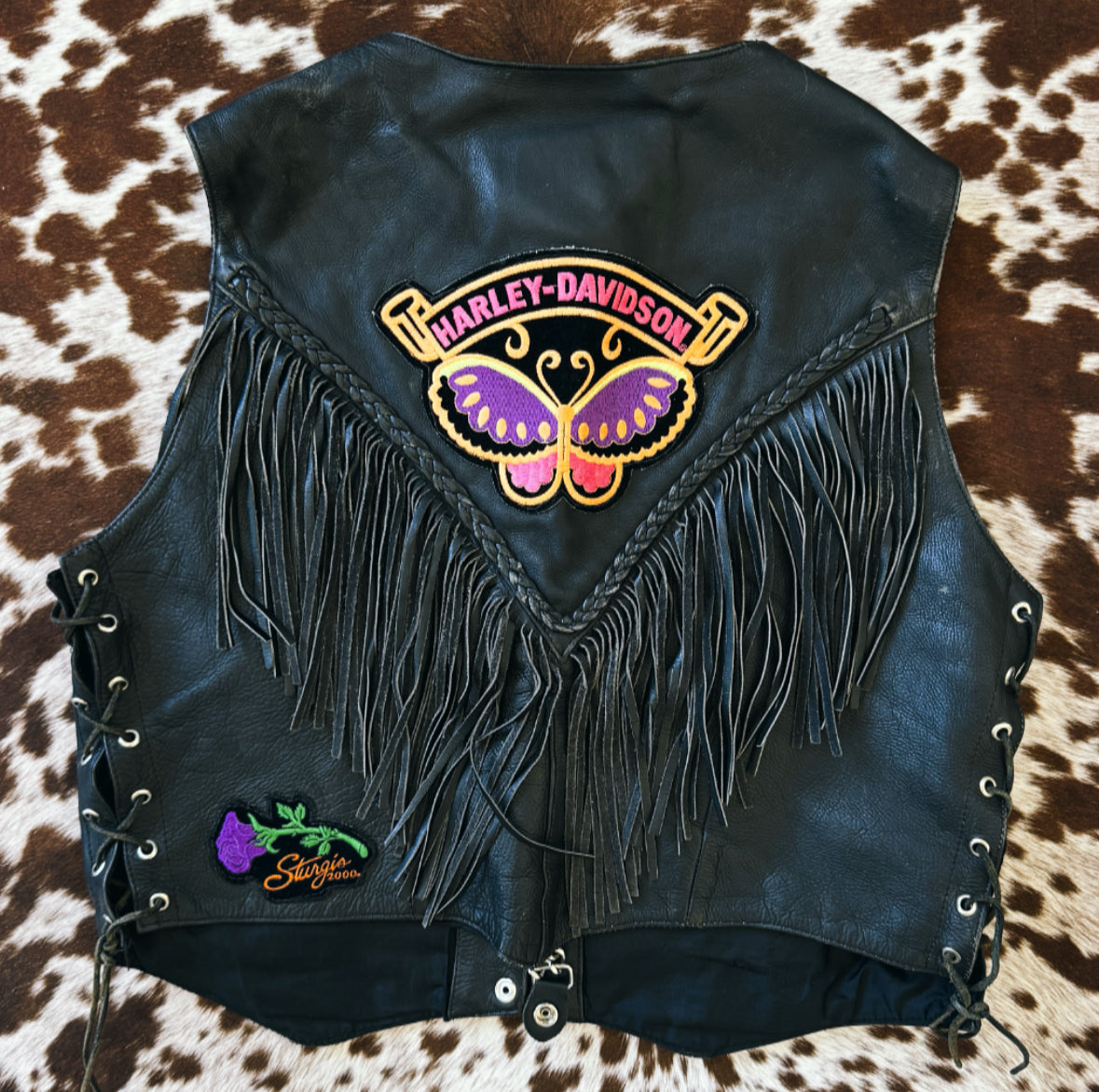Vintage Harley Patch Leather Vest