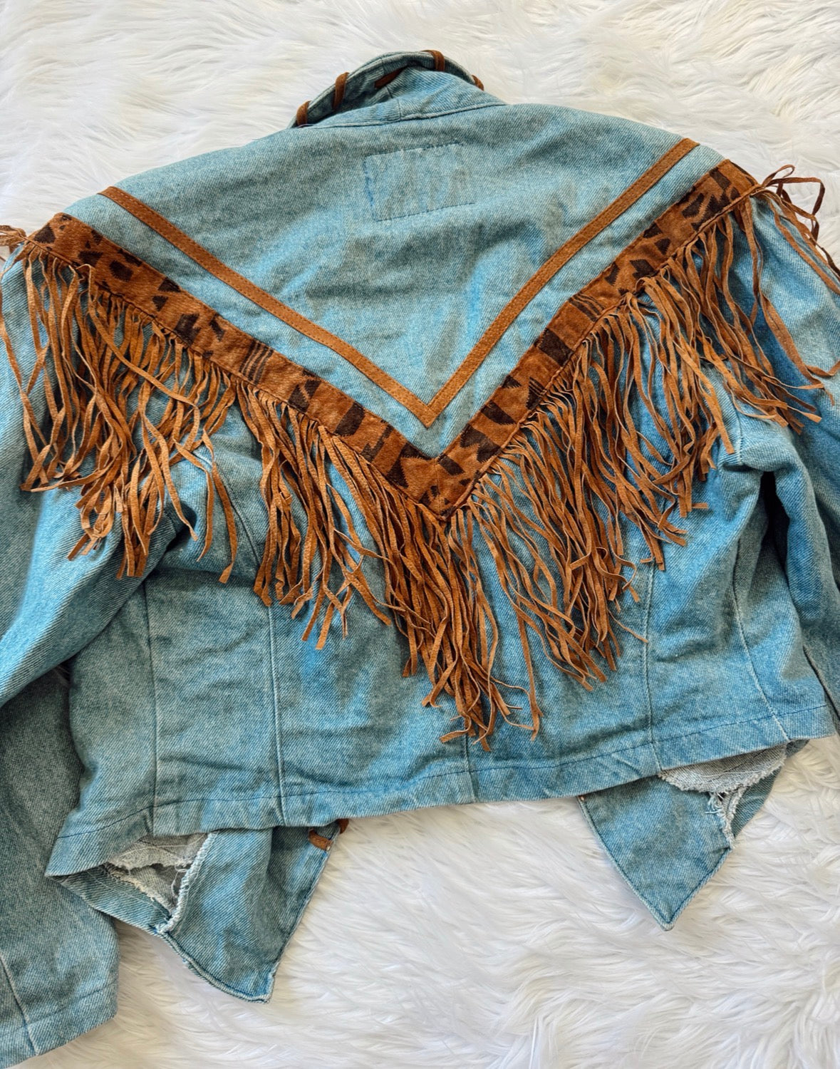 Vintage Denim Fringe Jacket