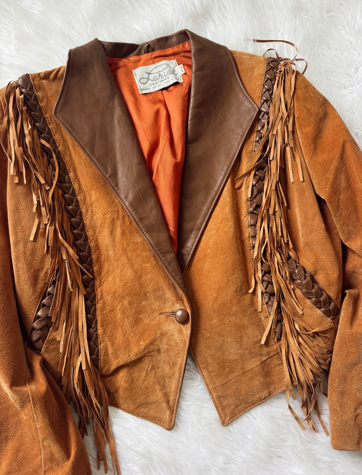 Vintage Braided Suede Fringe Jacket