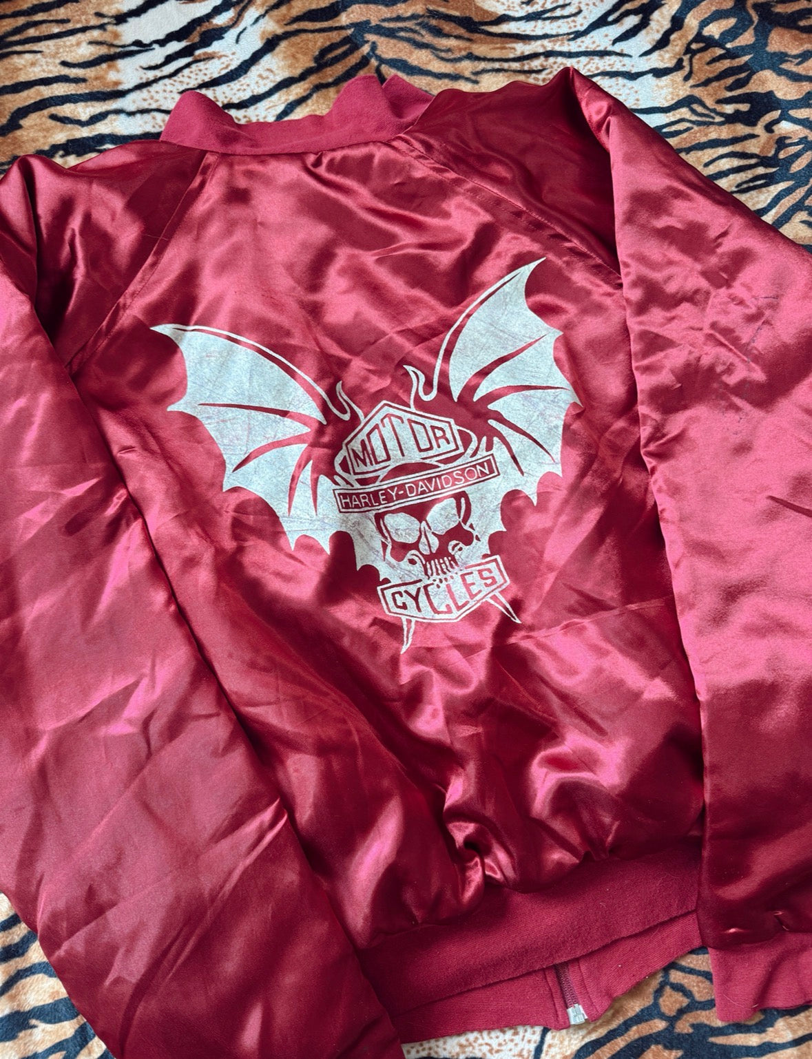Vintage Maroon Harley Bomber Jacket