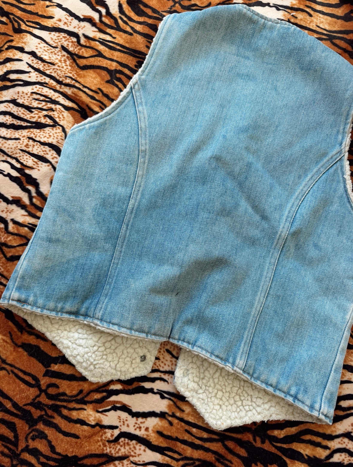 Vintage Denim Vest With Patches