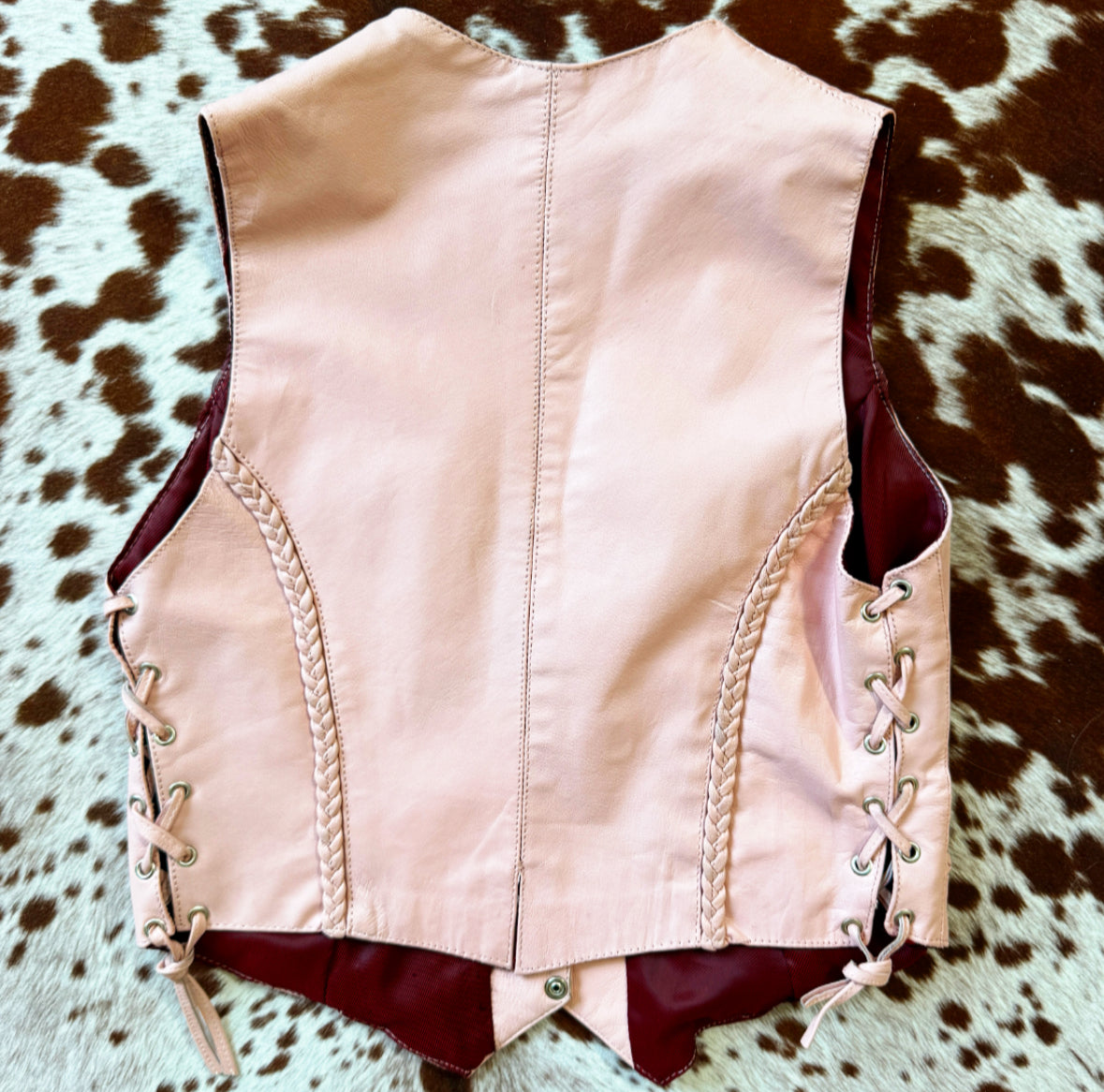 Vintage Pink Leather Vest