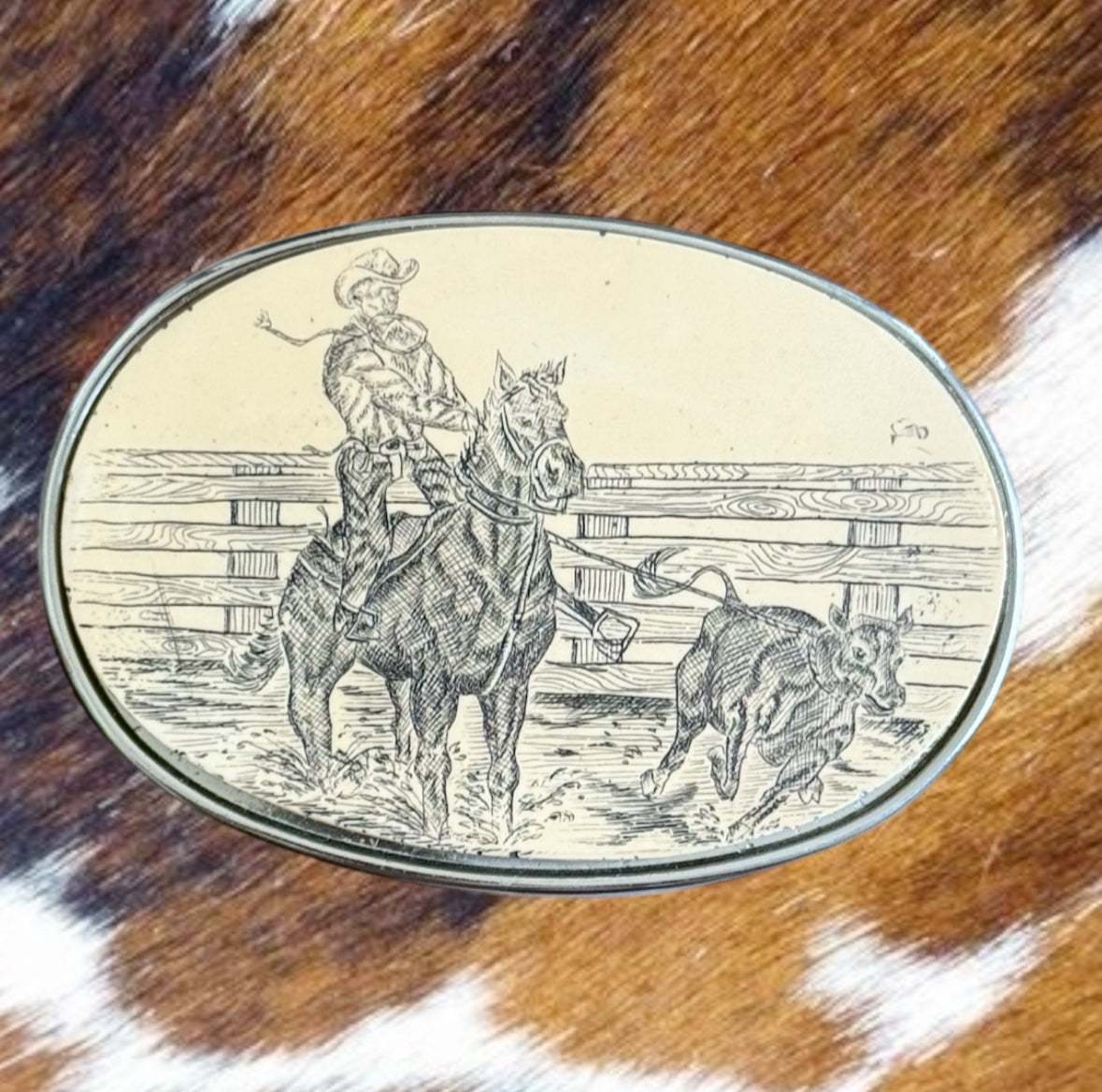 Vintage Roping Cowboy Buckle