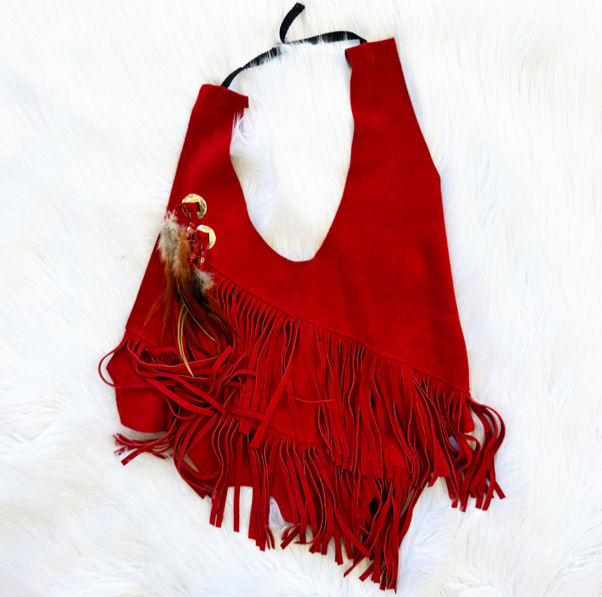 Vintage Red Fringe Halter Top