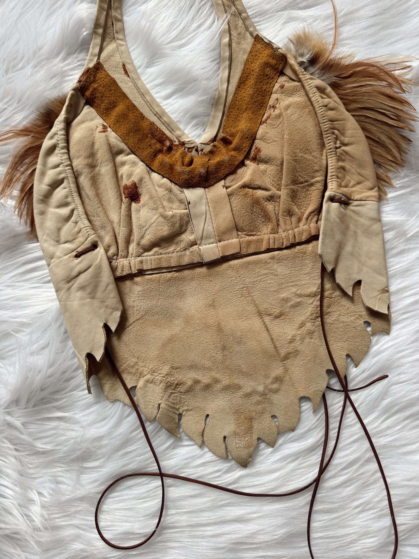 Vintage Feathered Leather Halter Top