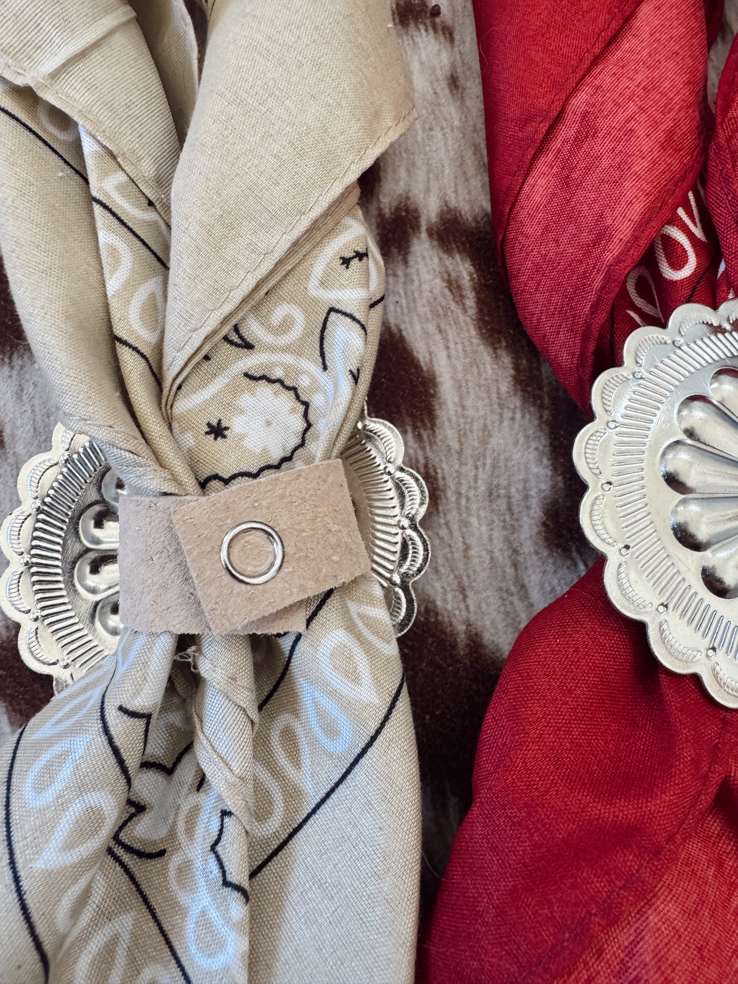 Large Leather Concho Bandana Slide