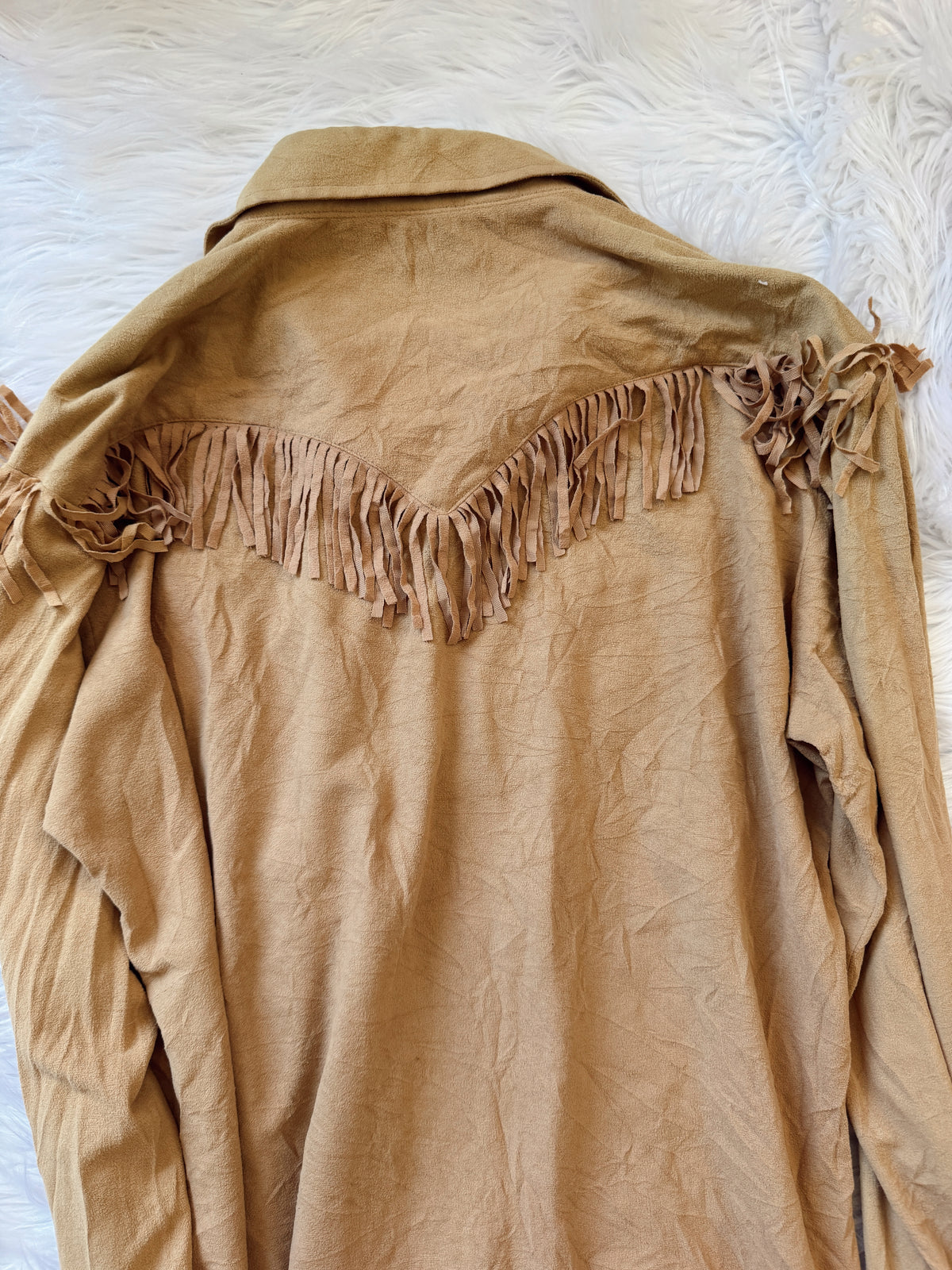 Vintage HBarC Tan Fringe Pearl Snap