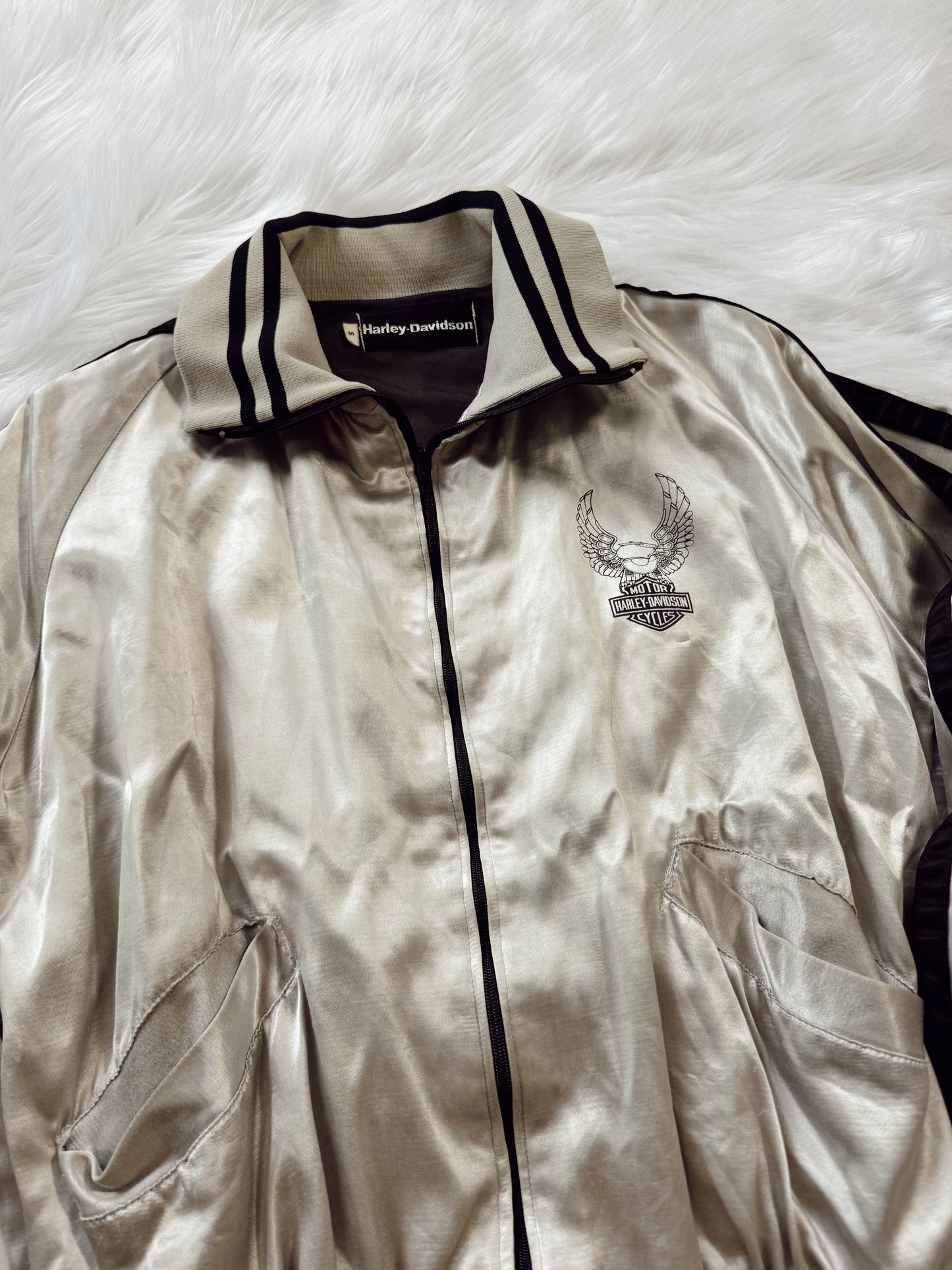 Vintage 70s Harley Silver Bomber Jacket