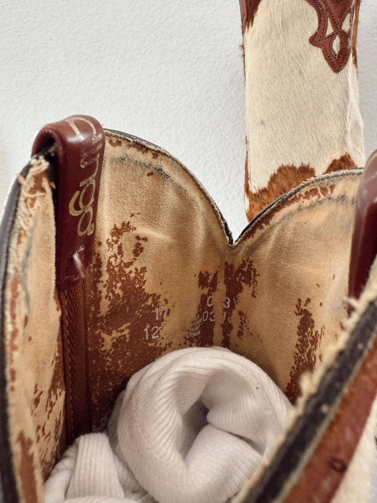 Vintage Brown Cowhide Cowboy Boots
