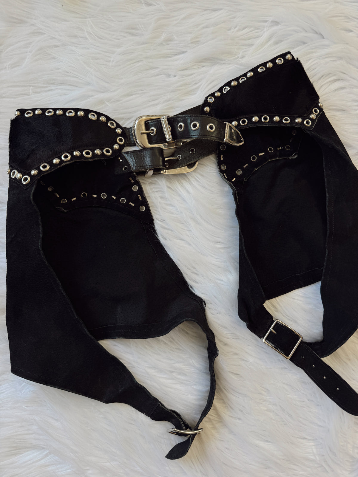 Vintage Cowhide Studded Shorts Chaps