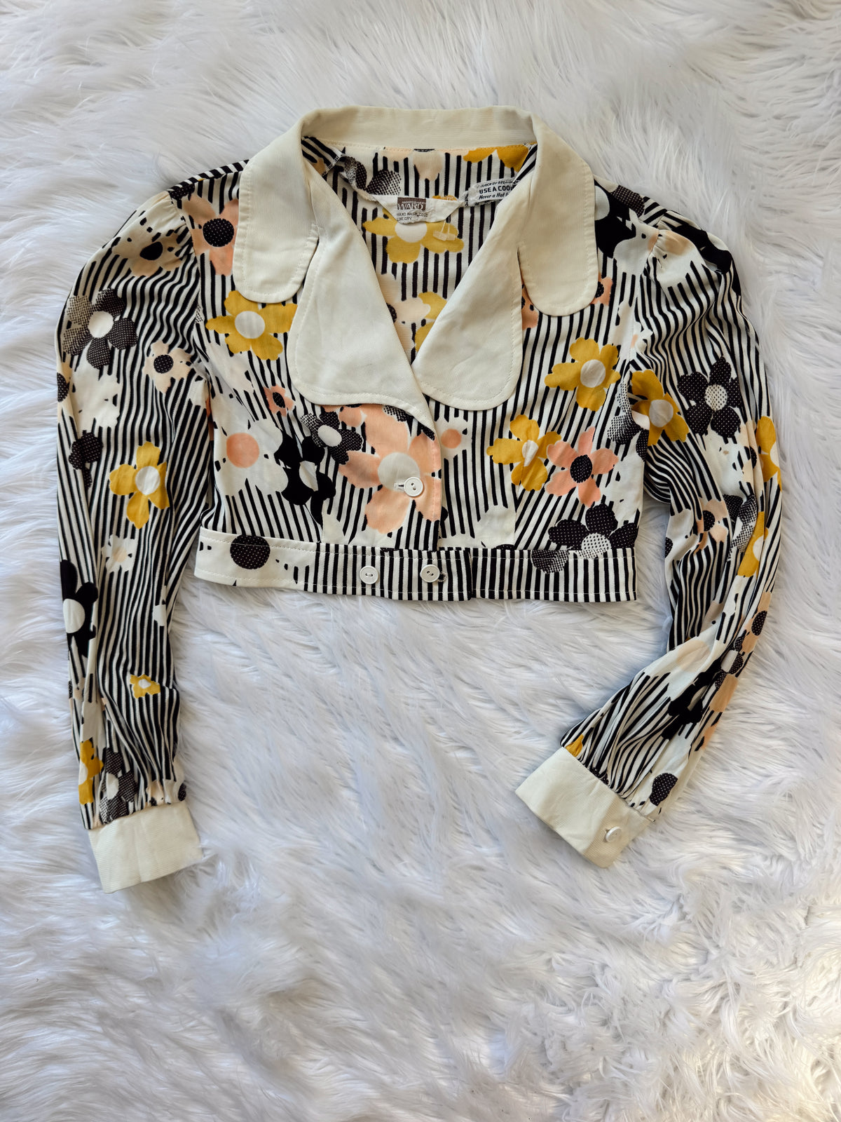 Vintage 70s Floral Long Sleeve Top