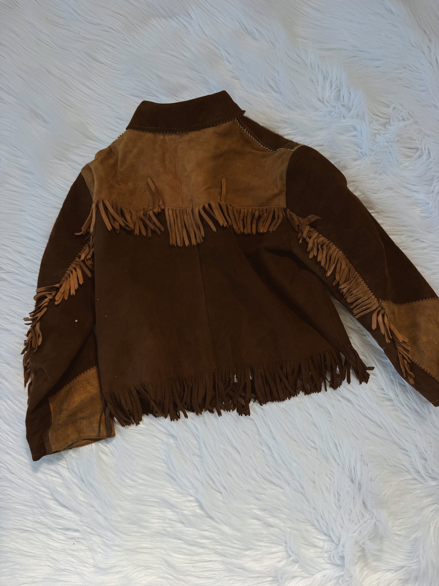 Vintage Brown Cowhide Fringe Jacket