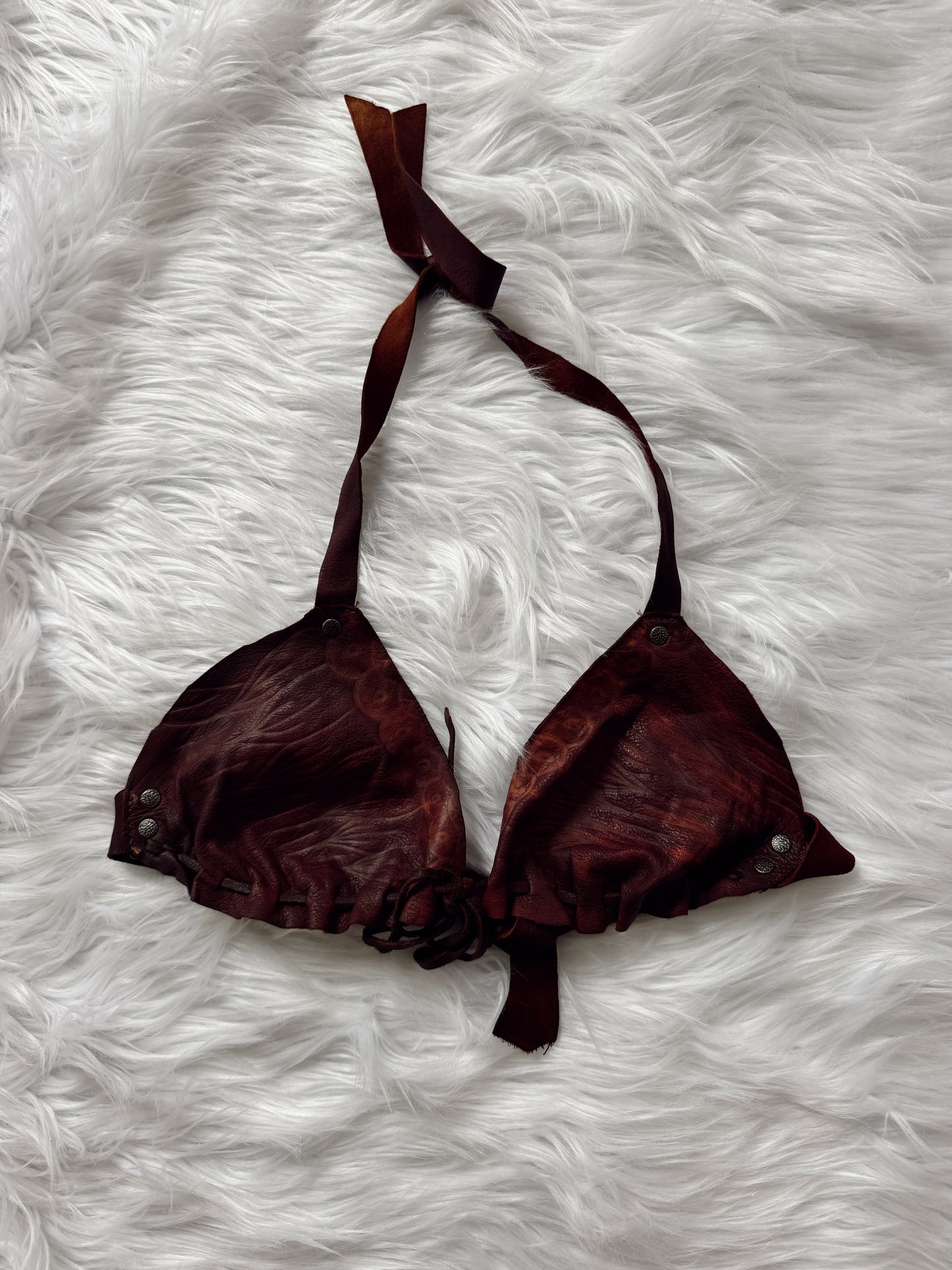 Vintage Tooled Leather Halter Top