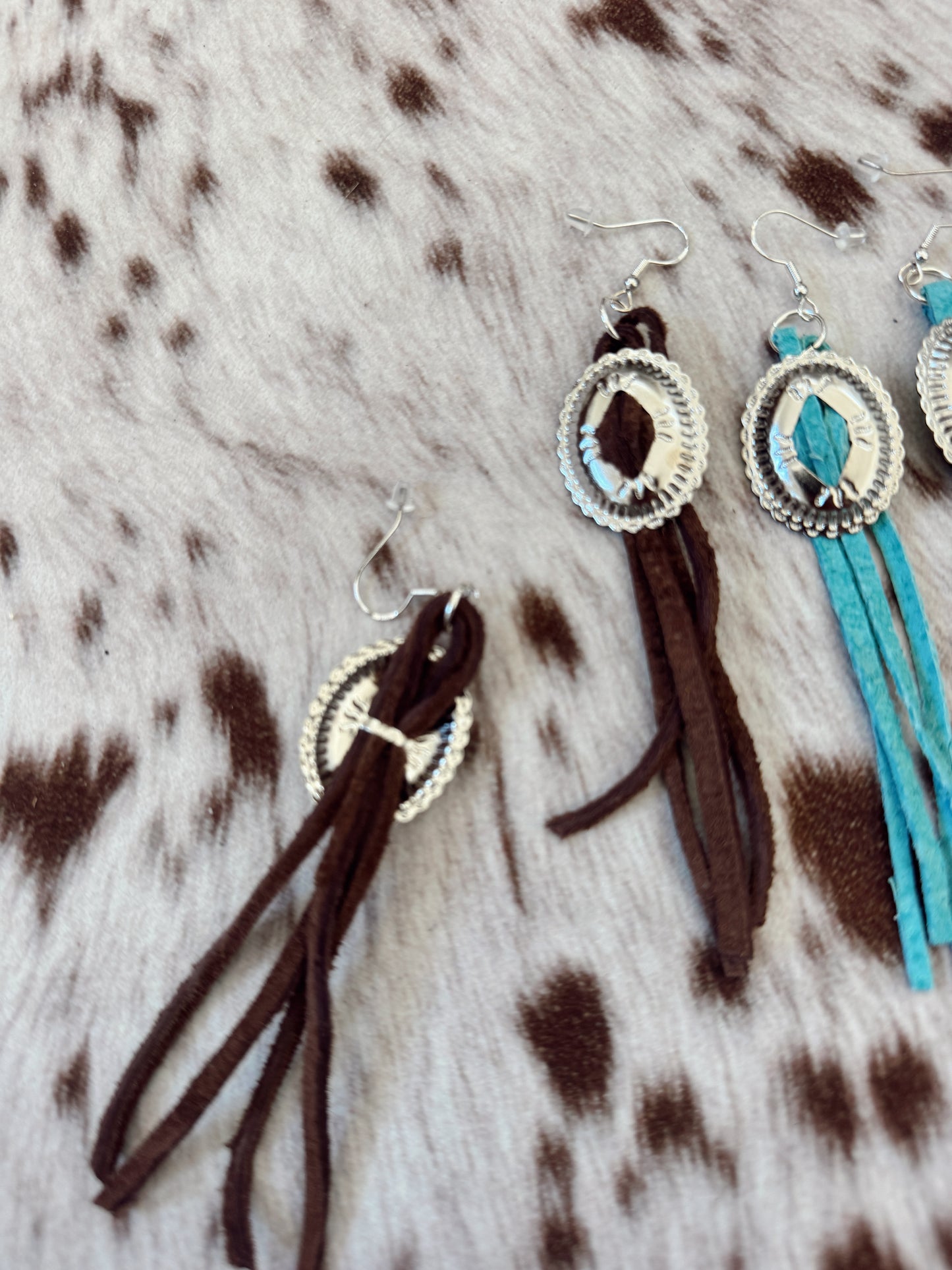 Concho Suede Fringe Earrings