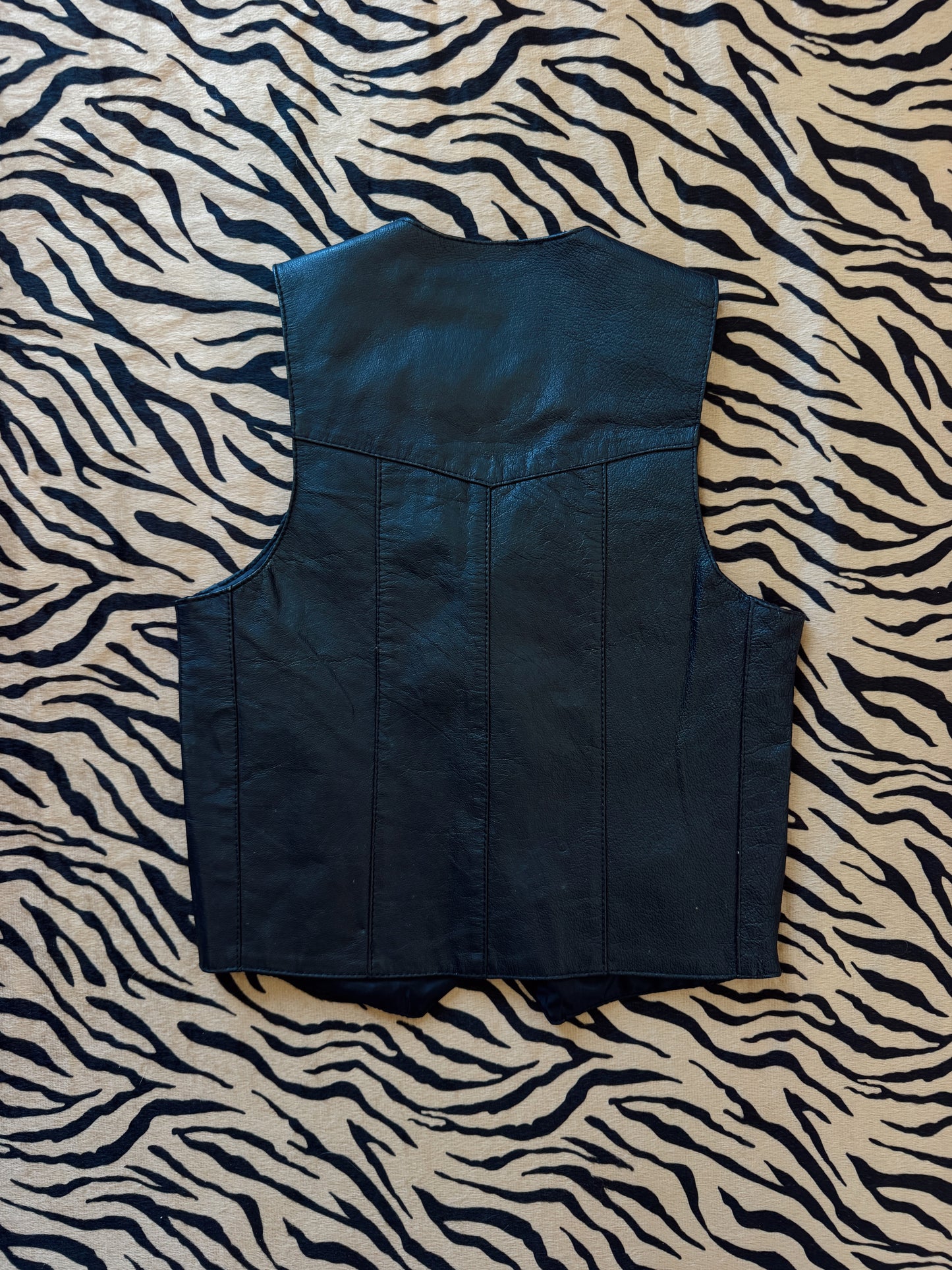 Vintage Black Leather Vest