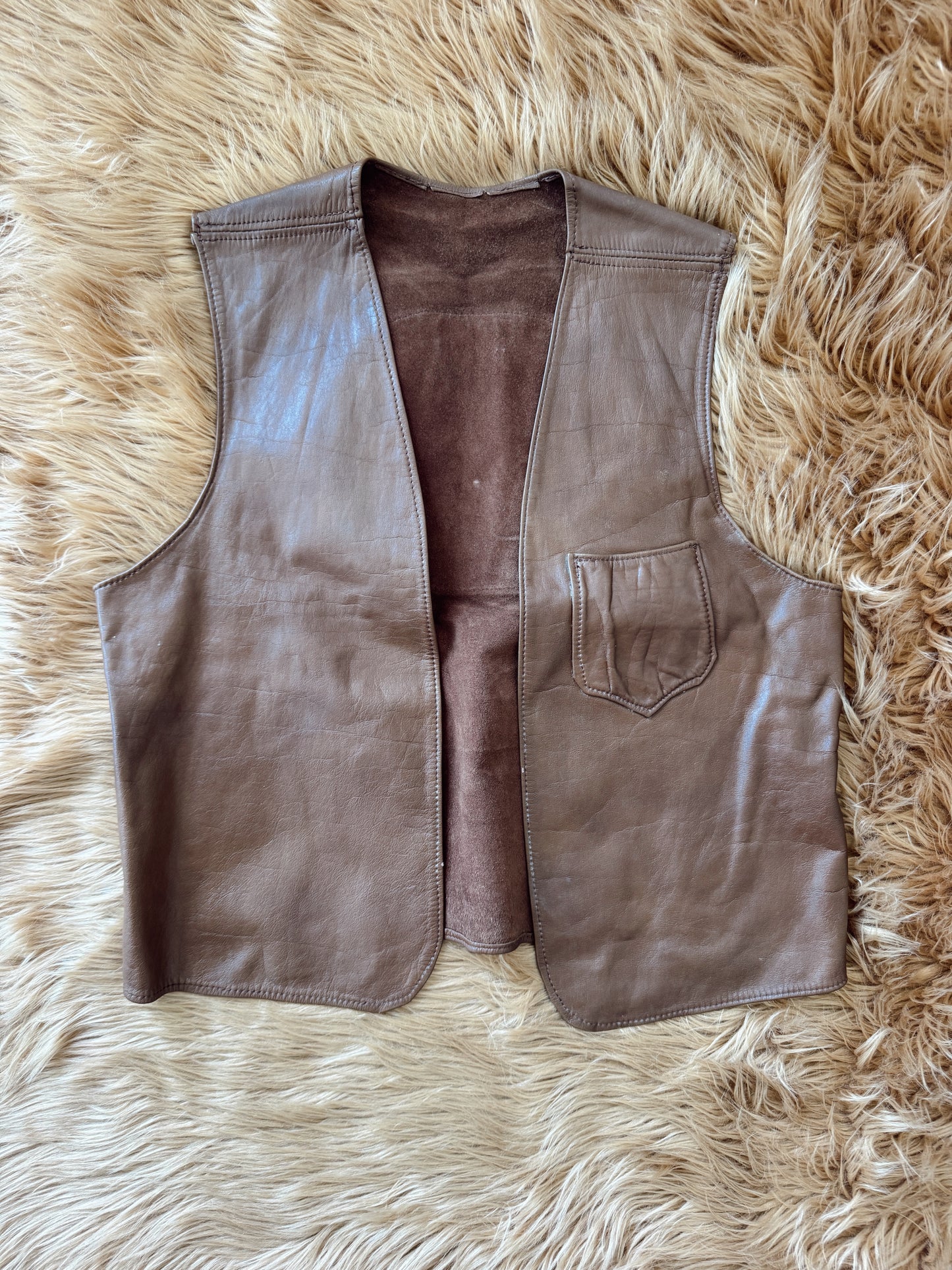 Vintage Leather Bison Vest
