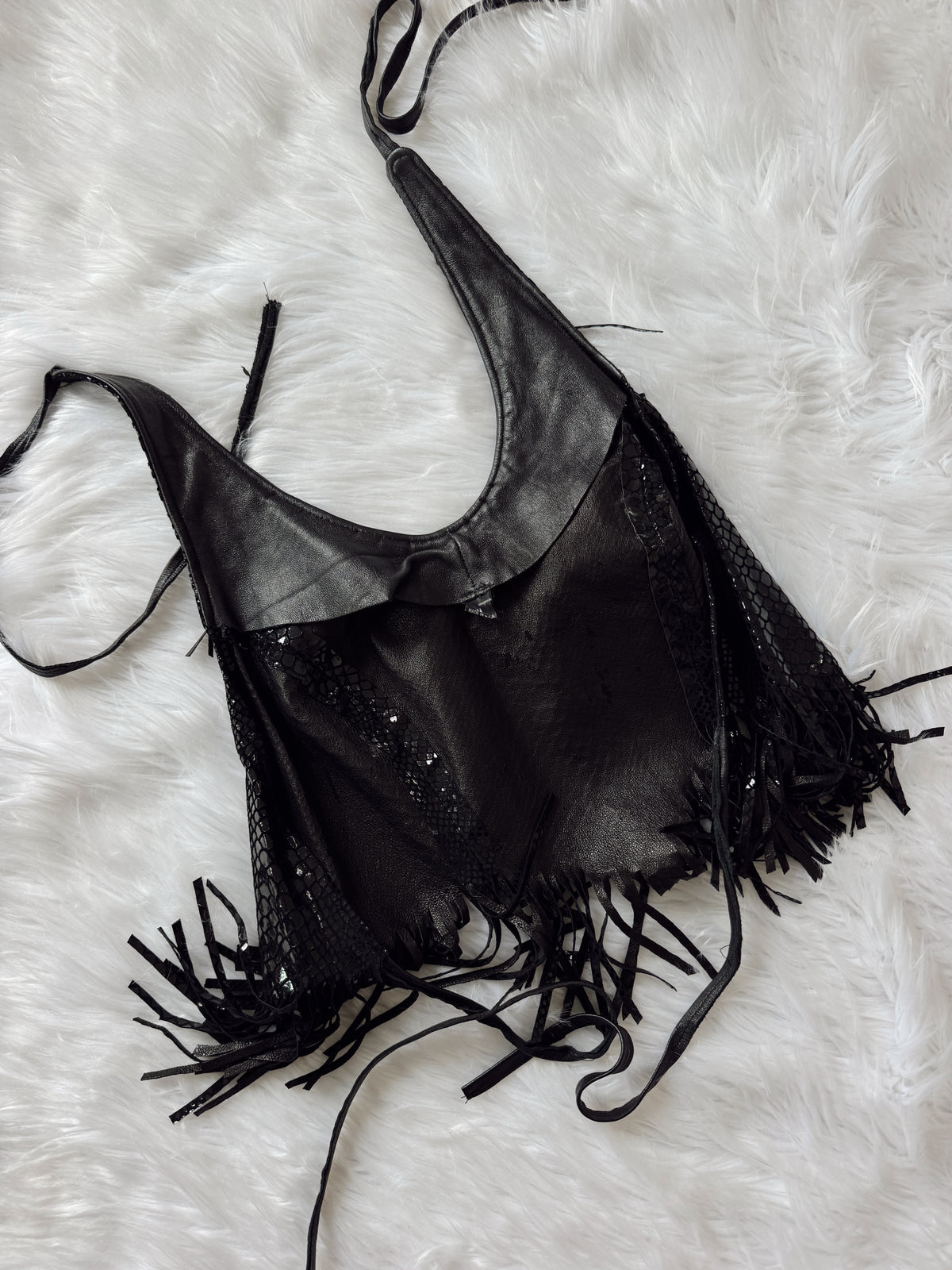 Vintage Black Snakeskin Halter Top