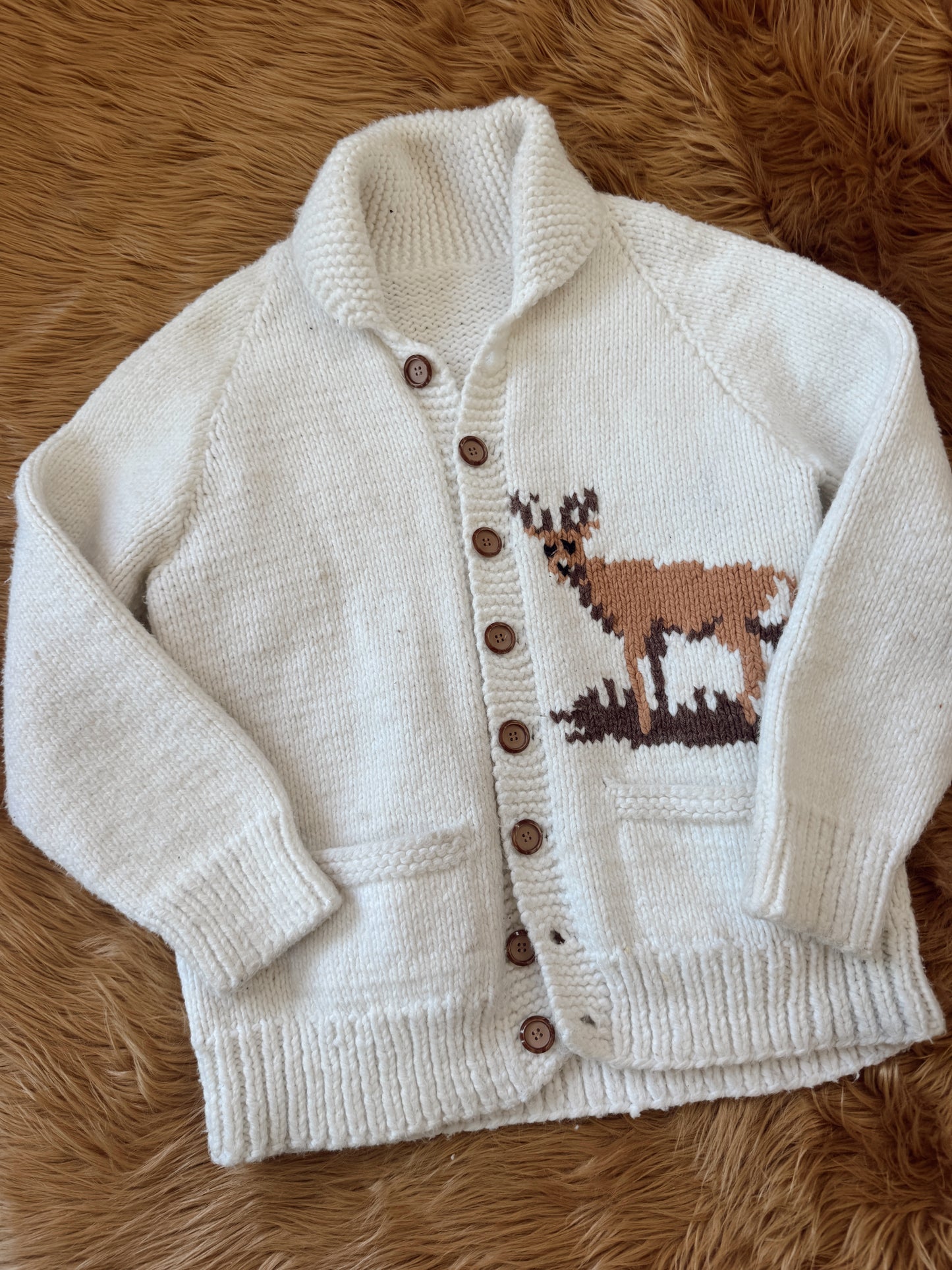 Vintage Deer Cowichan Sweater