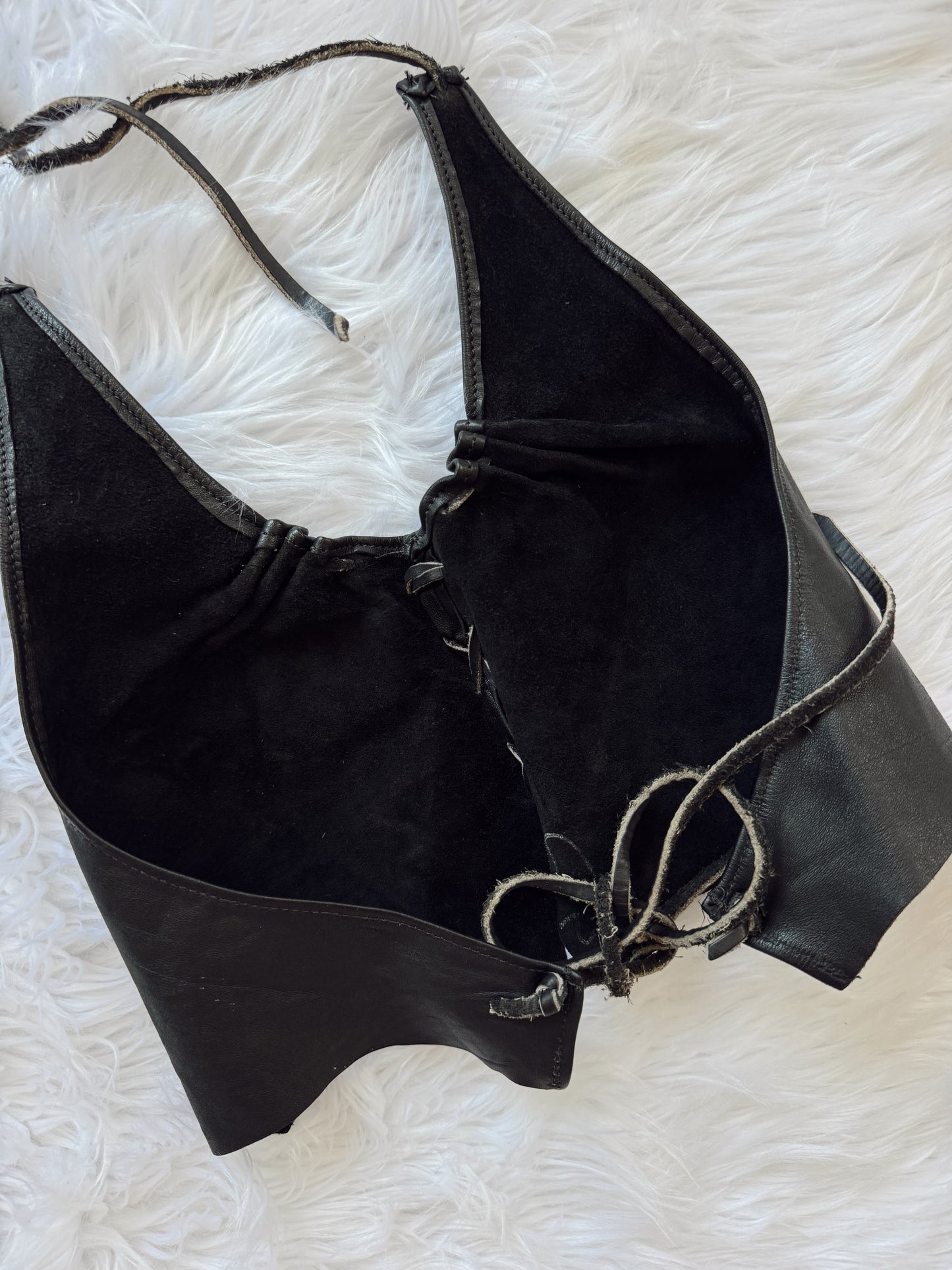 Vintage Black Leather Halter Top