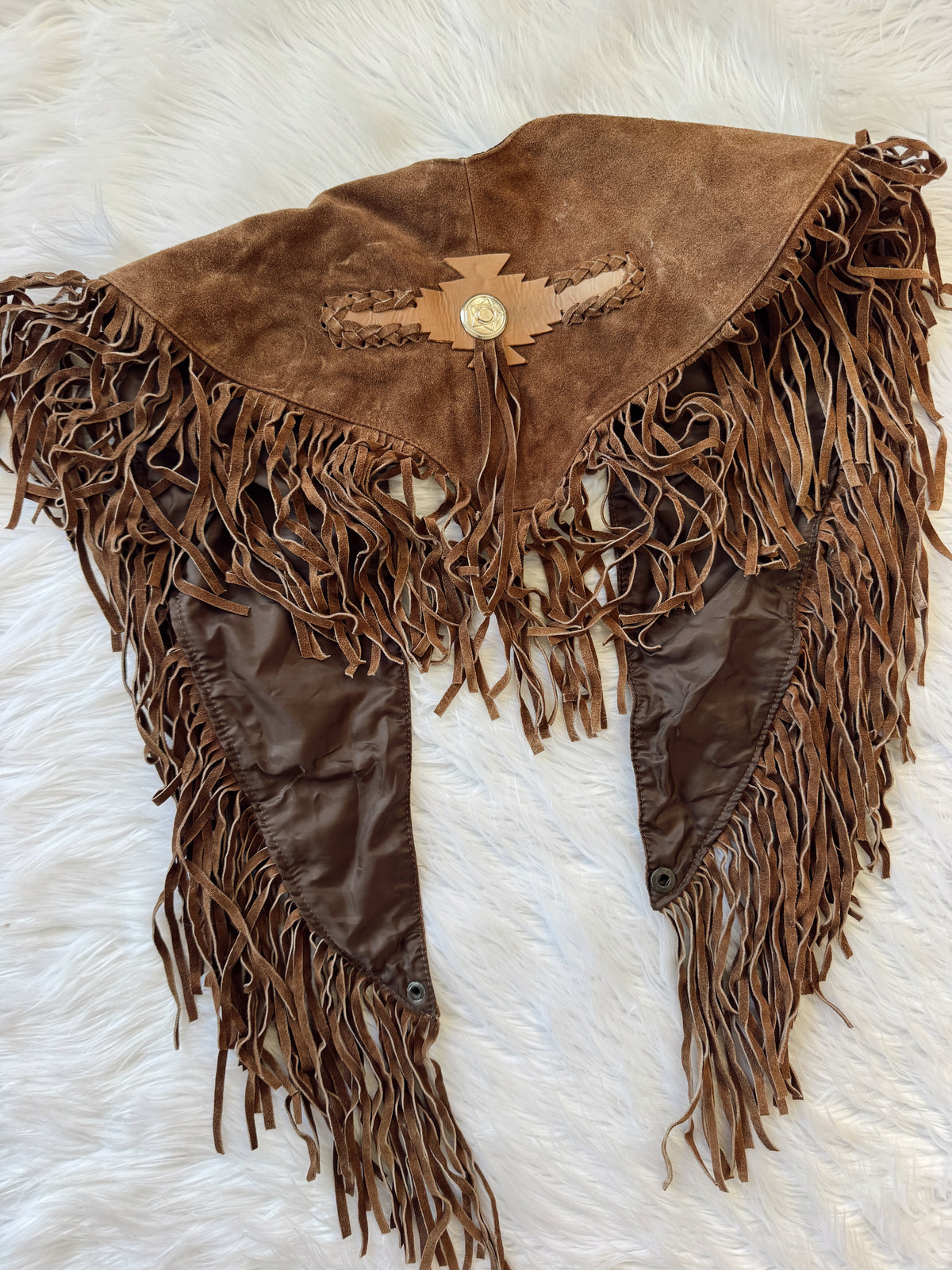 Vintage Brown Suede Fringe Bolero Top