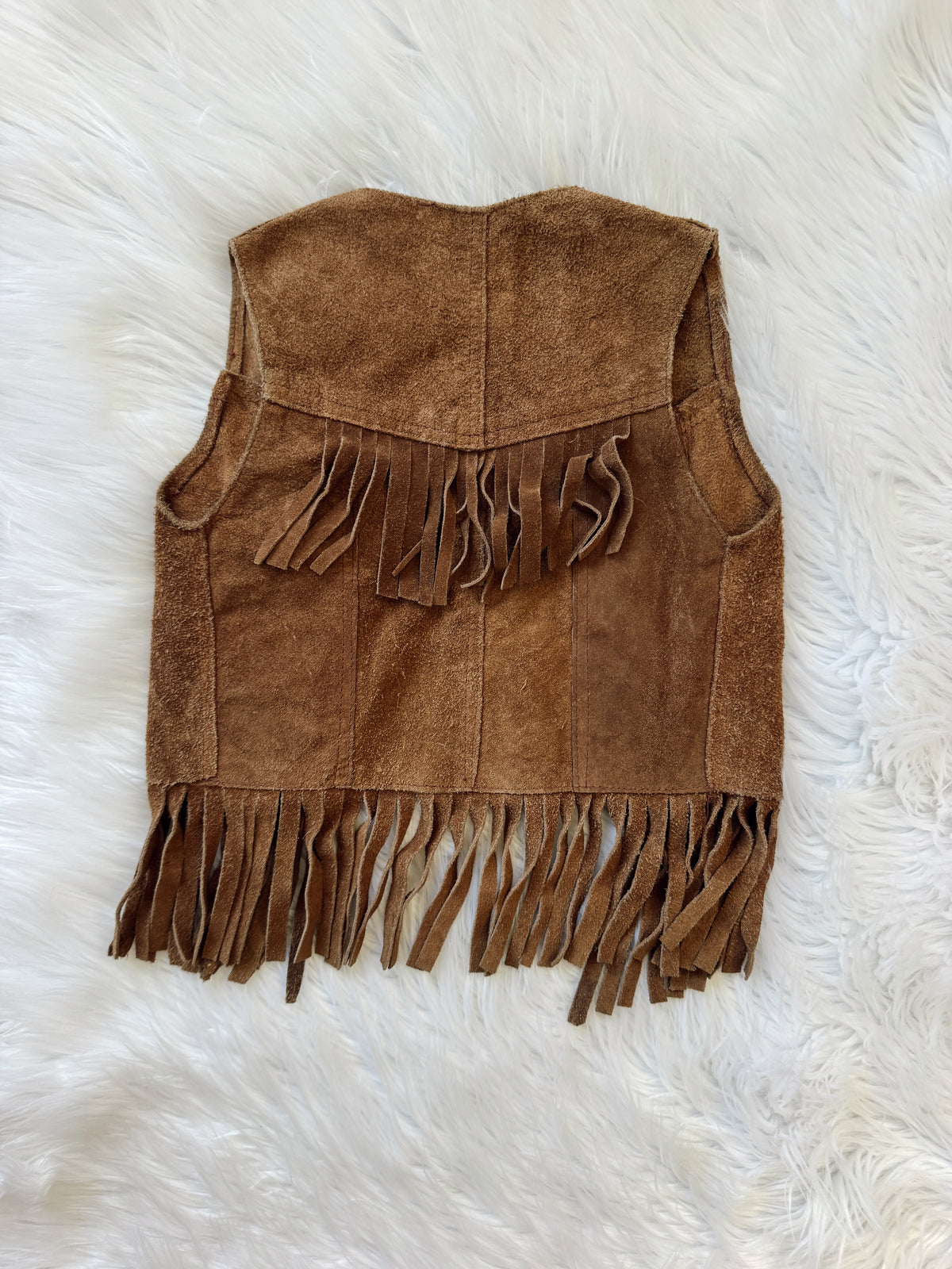 Vintage Brown Suede Kids Vest