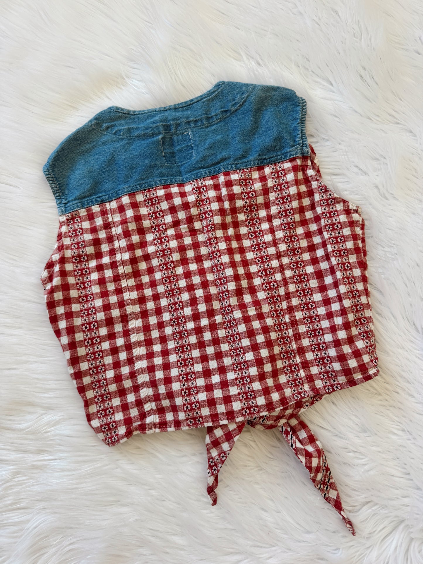 Vintage Denim & Gingham Top