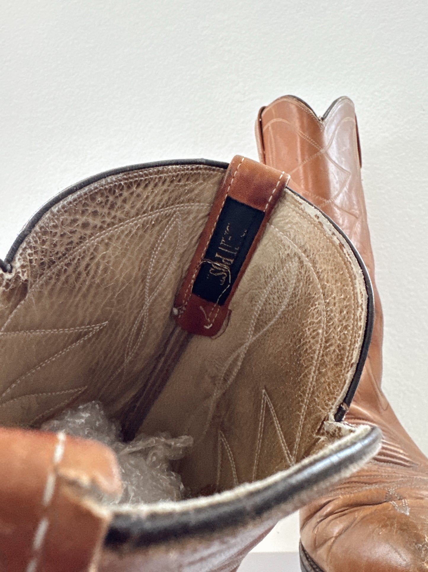 Vintage Brown Stitched Cowboy Boots