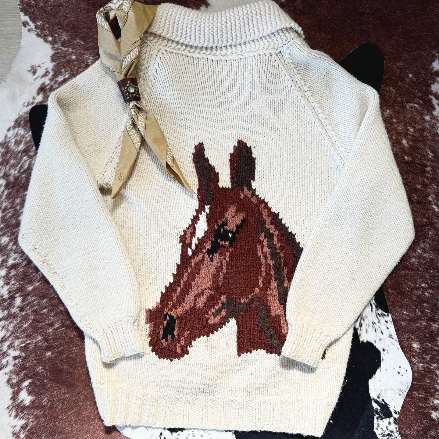 Vintage Horse Zip Up Cardigan Sweater